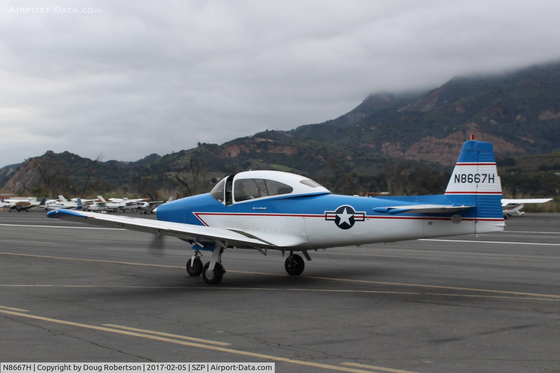 N8667H, 1947 North American Navion C/N NAV-4-667, 1947 North American NAVION, Continental IO-520 285 Hp upgrade, taxi back after landing Rwy 22