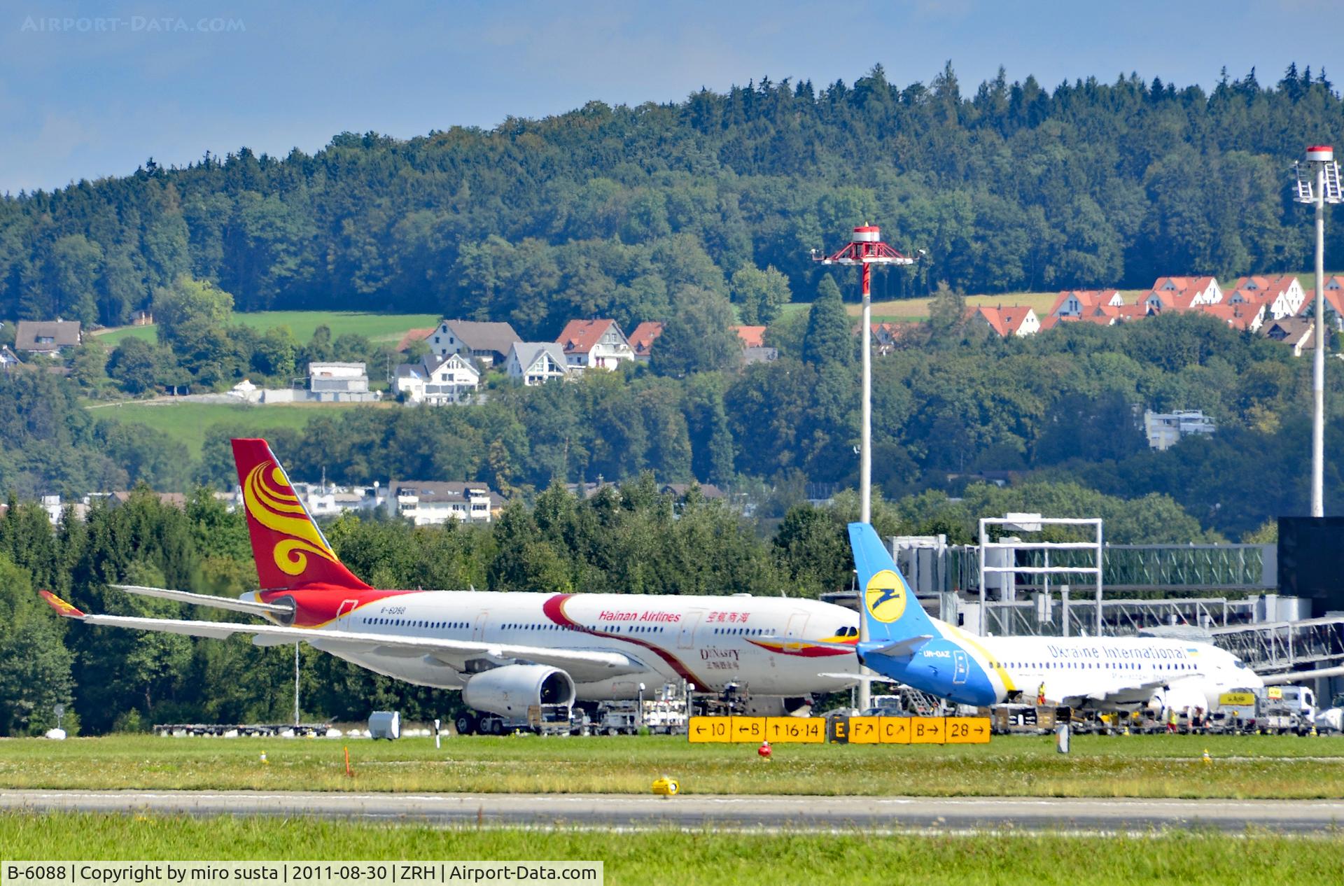 B-6088, 2008 Airbus A330-243 C/N 906, Hainan Airlines Airbus A330-243 Airplane, Zurich-Kloten International Airport, Switzerland