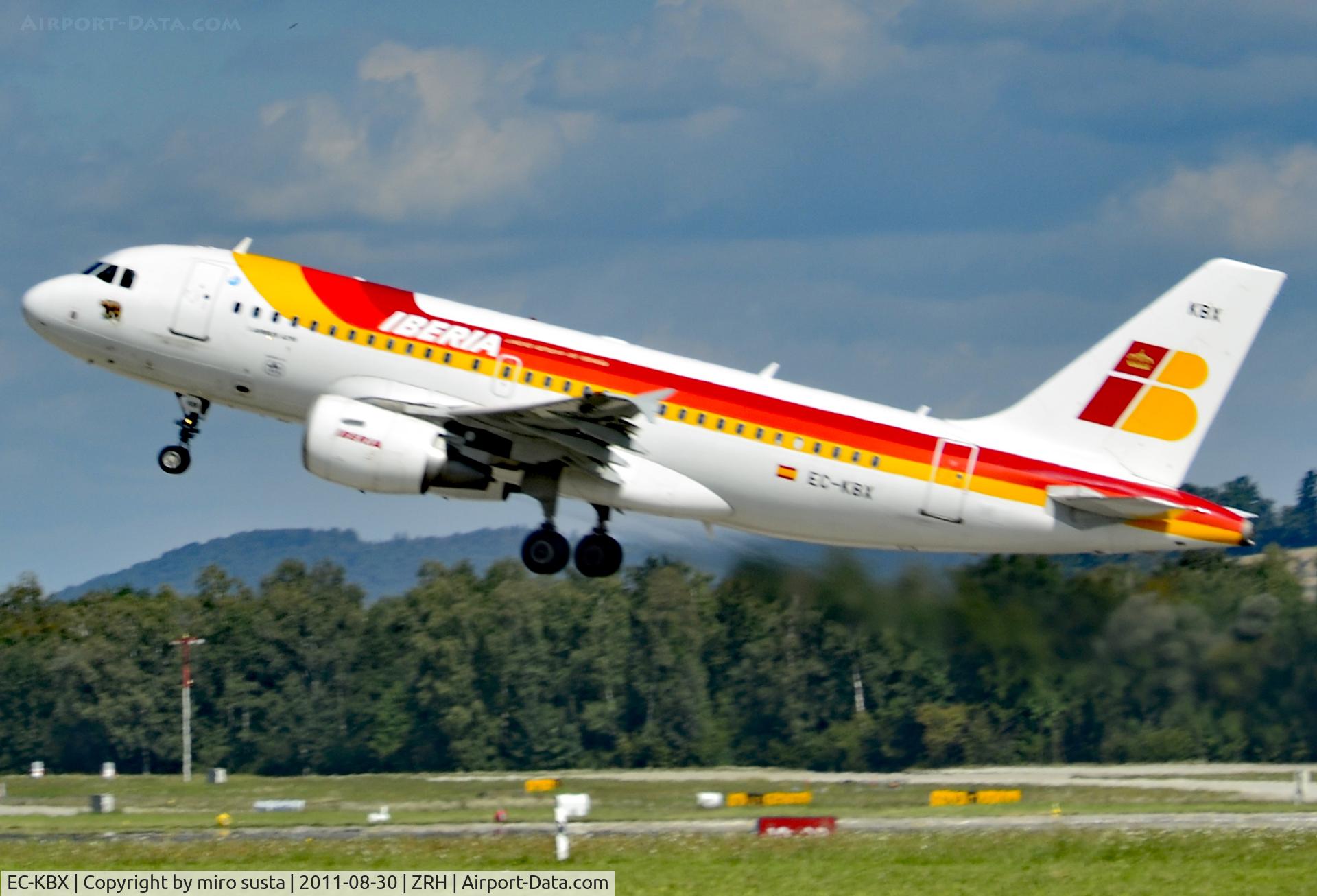 EC-KBX, 2007 Airbus A319-111 C/N 3078, Iberia Airlines Airbus A319-111 Airplane, Zurich-Kloten International Airport, Switzerland