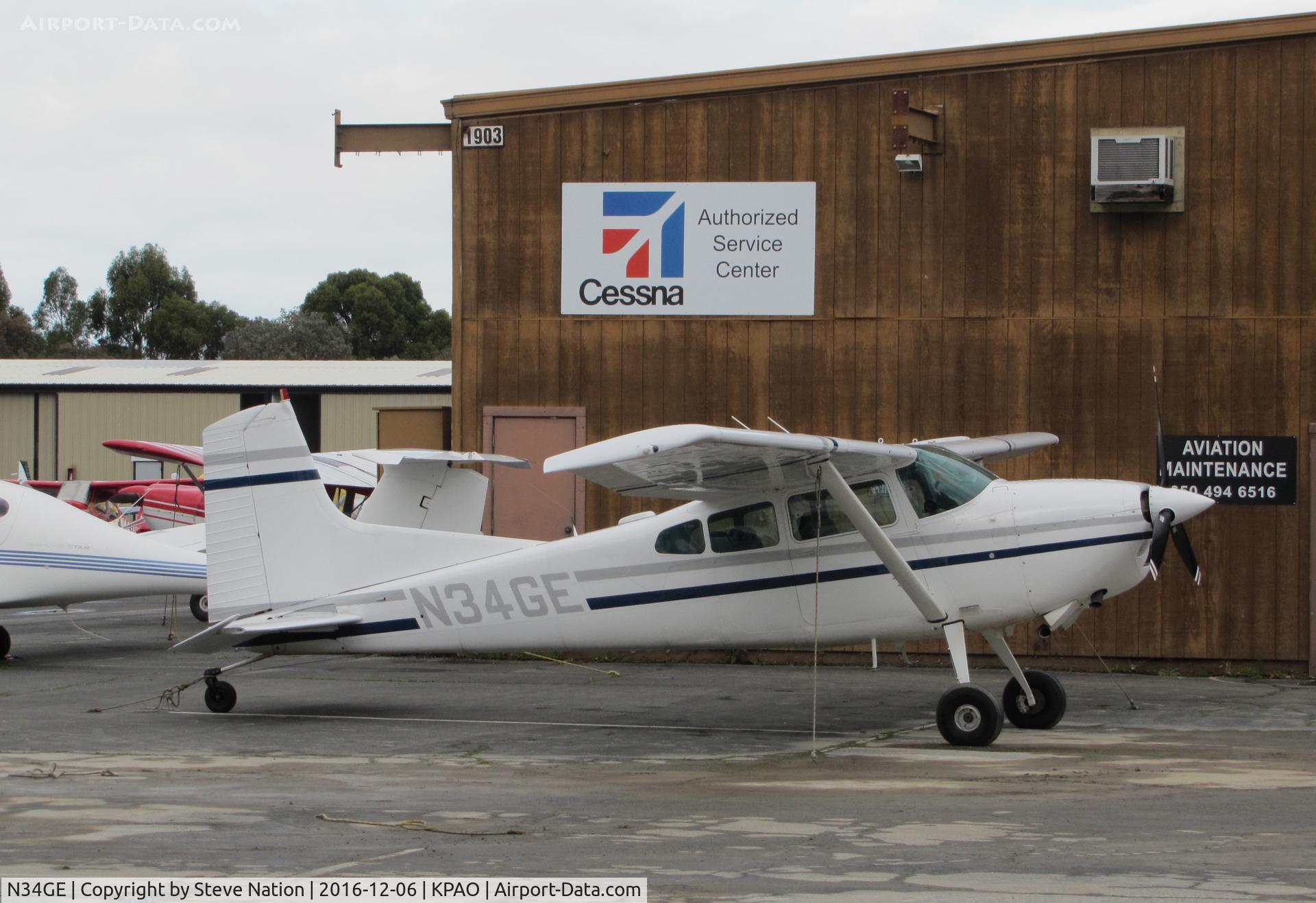 N34GE, 1980 Cessna A185F Skywagon 185 C/N 18504129, 1980 Cessna A185F Skywagon visiting from Sierra Nevada foothills @ Palo Alto airport, CA