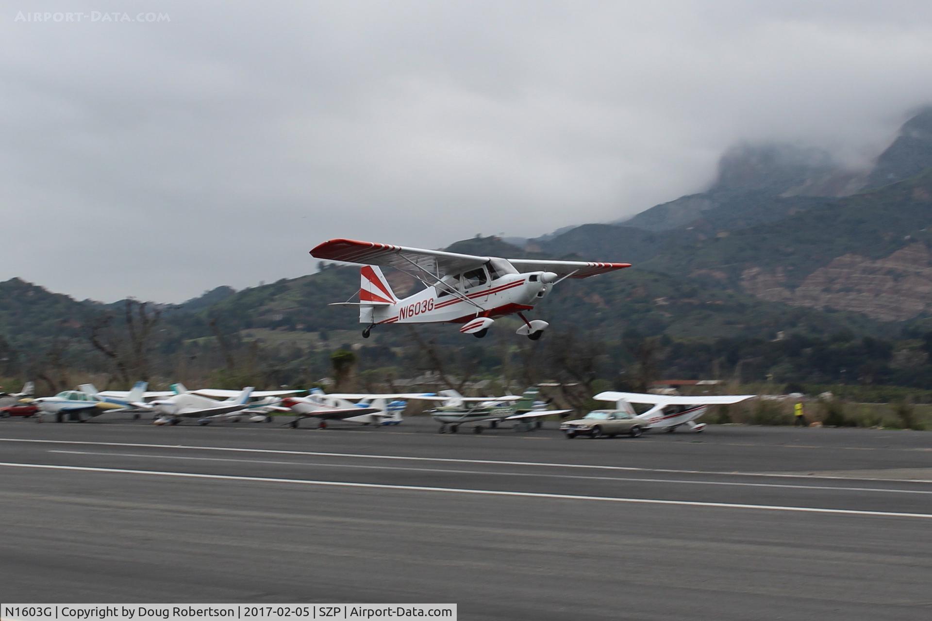 N1603G, 1968 Champion 7ECA Citabria C/N 609, 1968 Champion 7ECA CITABRIA, Lycoming O-235 115 Hp, takeoff climb Rwy 22