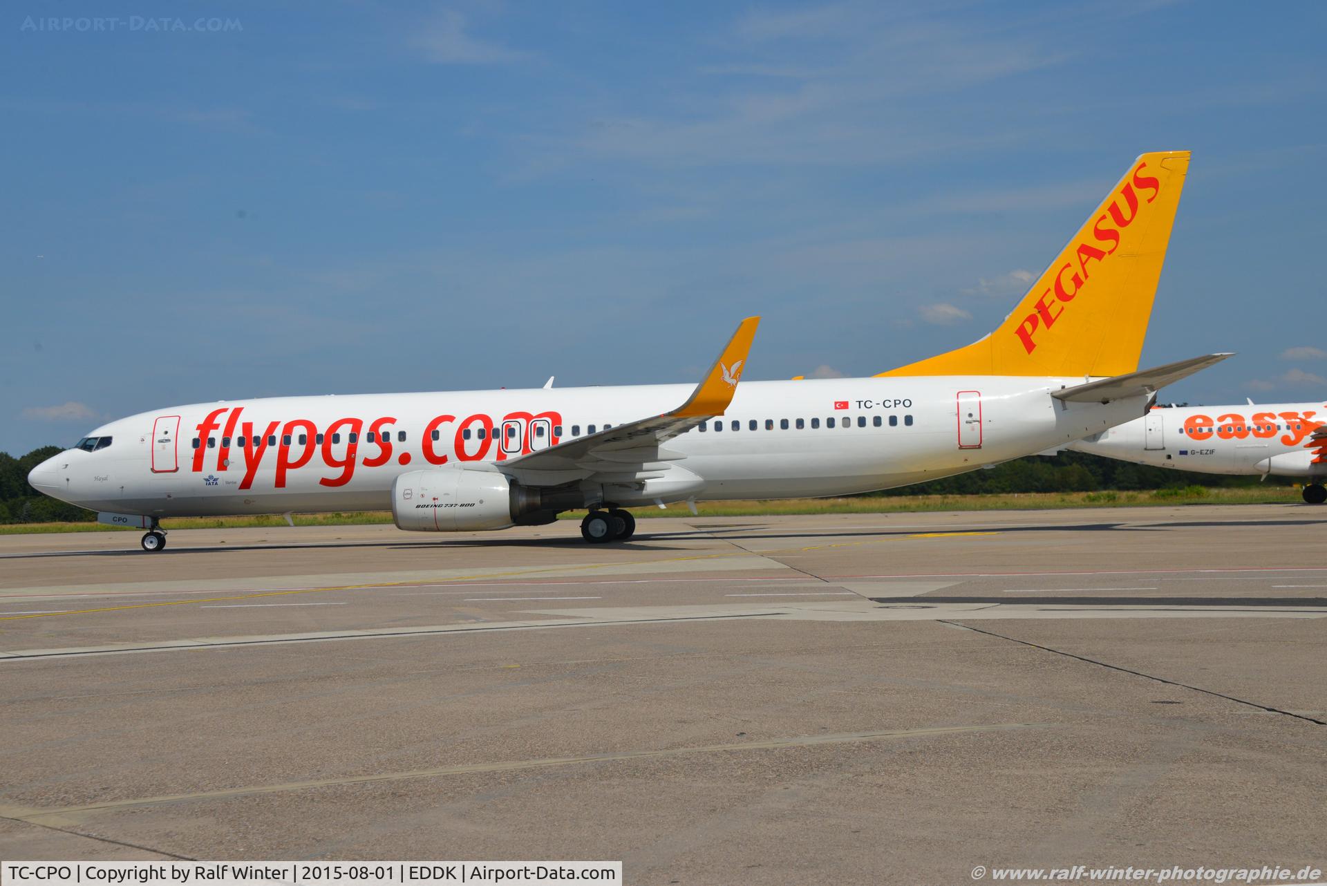 TC-CPO, 2007 Boeing 737-8AS C/N 33641, Boeing 737-8AS(W) - H9 PGT Pegasus 'Hayal' leased from Orix Aviation - 33641 - TC-CPO - 01.08.2015 - CGN