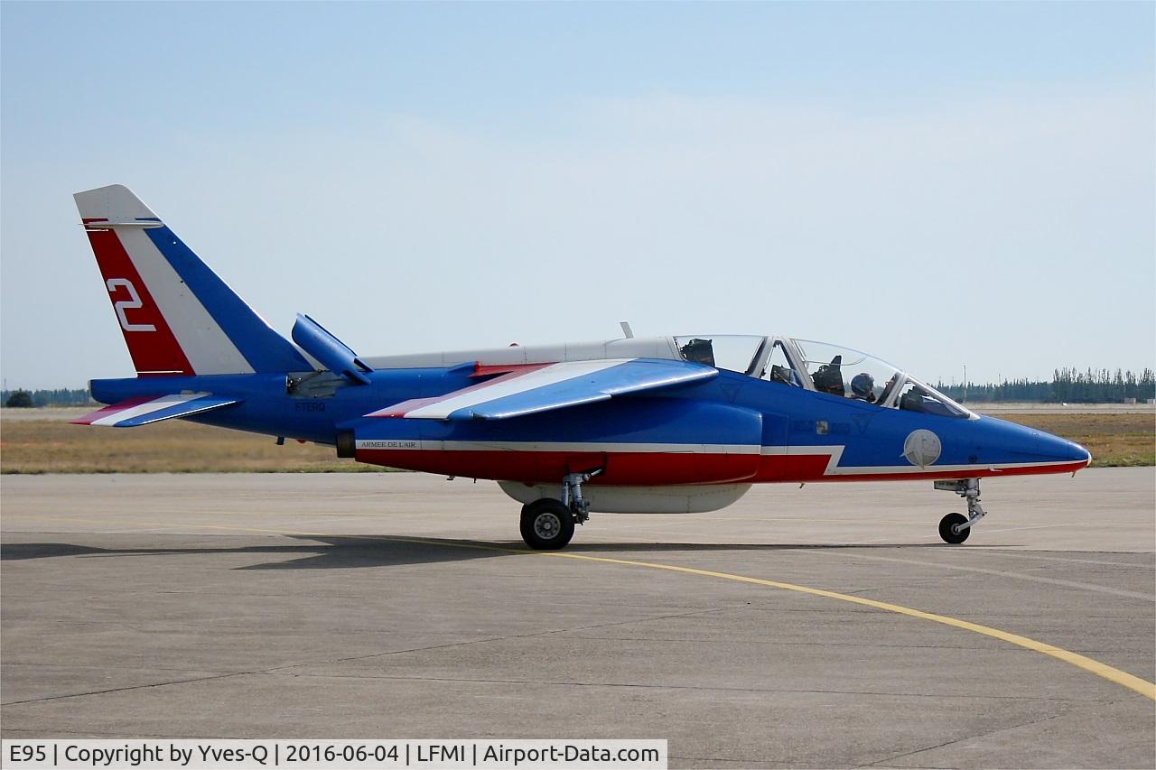 E95, Dassault-Dornier Alpha Jet E C/N E95, Dassault-Dornier Alpha Jet E (F-TERQ), Atos 2 of Patrouille de France 2016, Taxiing to holding point, Istres-Le Tubé Air Base 125 (LFMI-QIE)