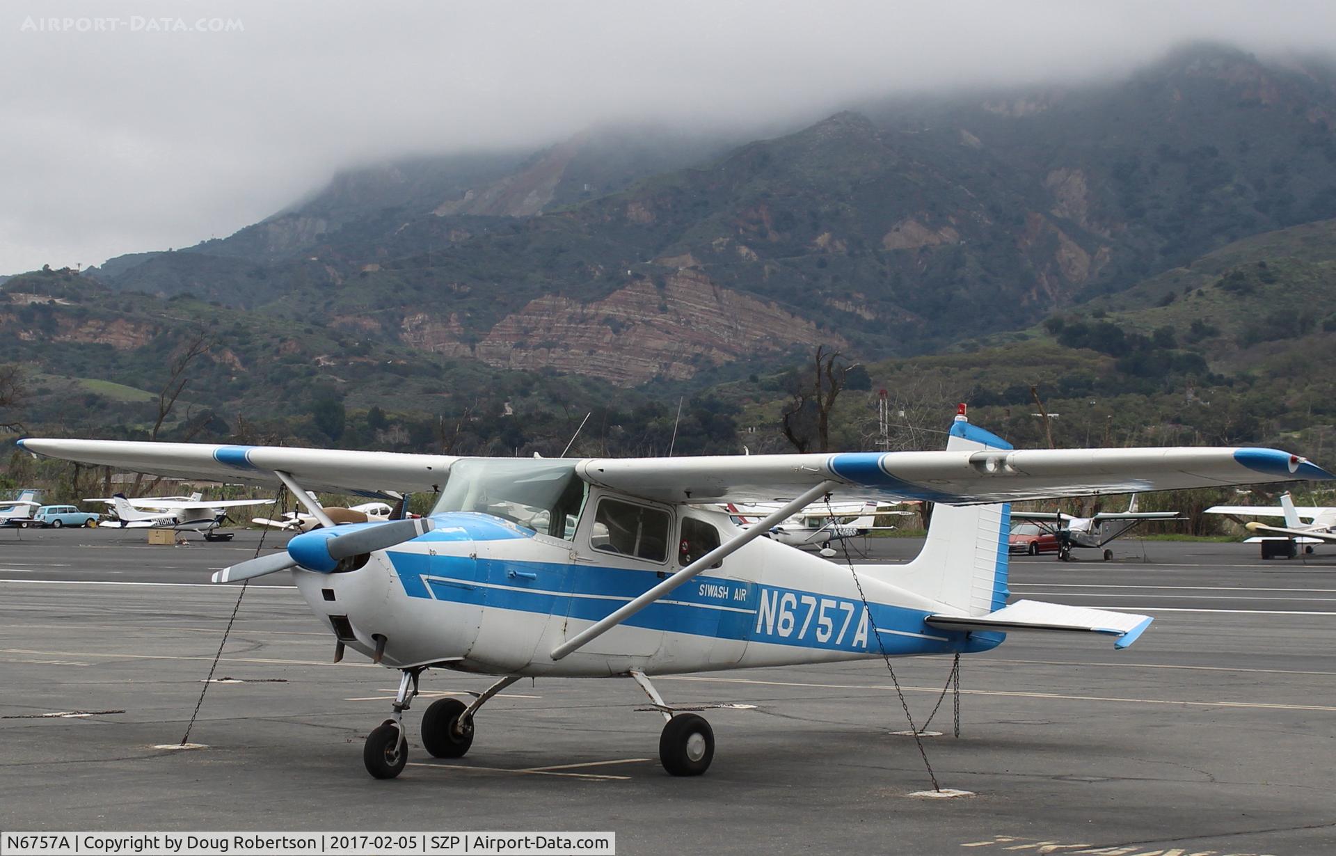 N6757A, 1956 Cessna 172 C/N 28857, 1956 Cessna 172, Continental O-300 145 Hp 6 cylinder, of Siwash Air, an Alaska veteran now more locally based/owned. First year of 172 production-not a Skyhawk. 12 volt ignition. Straight tail.