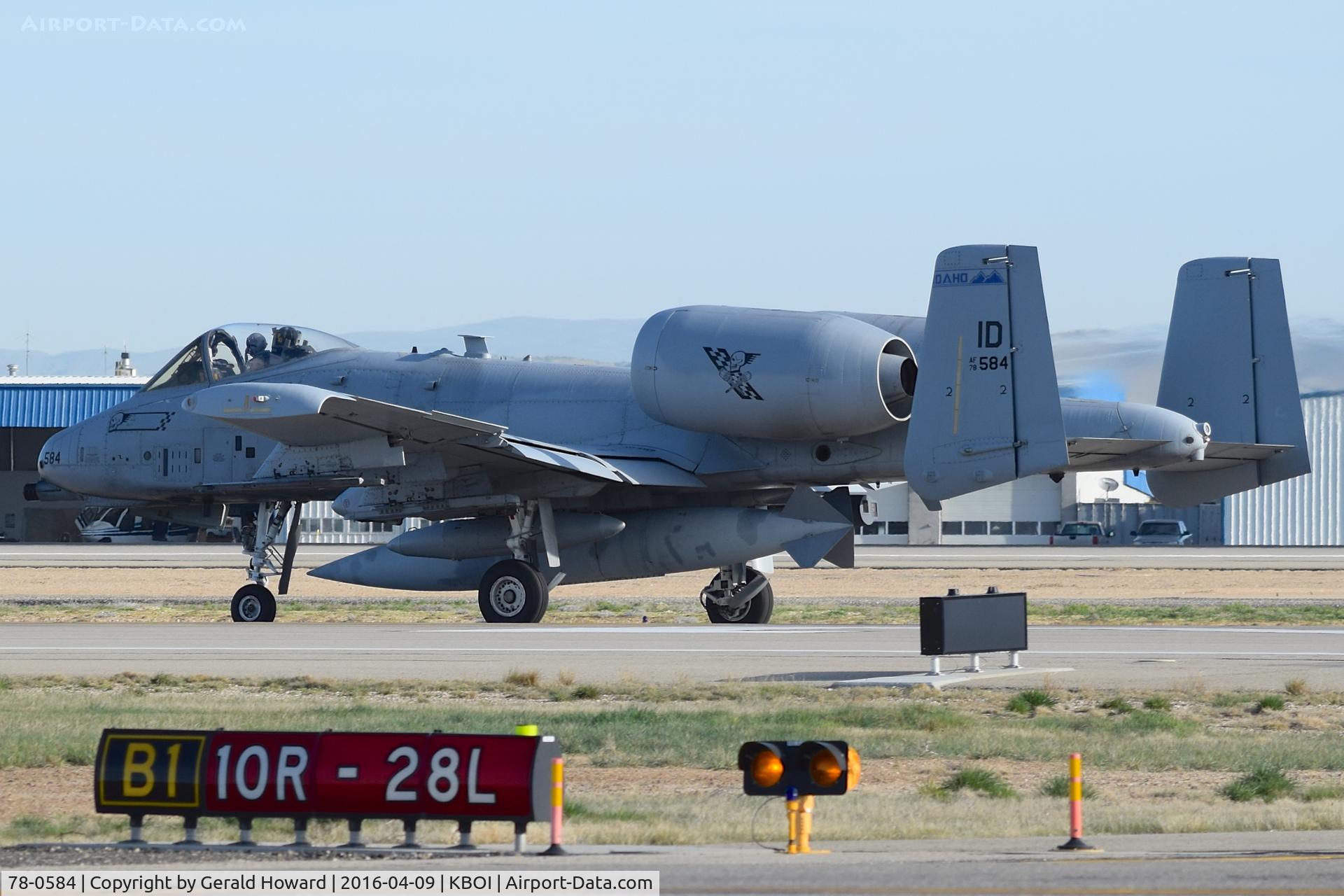 78-0584, 1978 Fairchild Republic A-10C Thunderbolt II C/N A10-0204, On RWY 28L awaiting take off to Middle East. 190th Fighter Sq., 124th Fighter Wing, Idaho ANG.