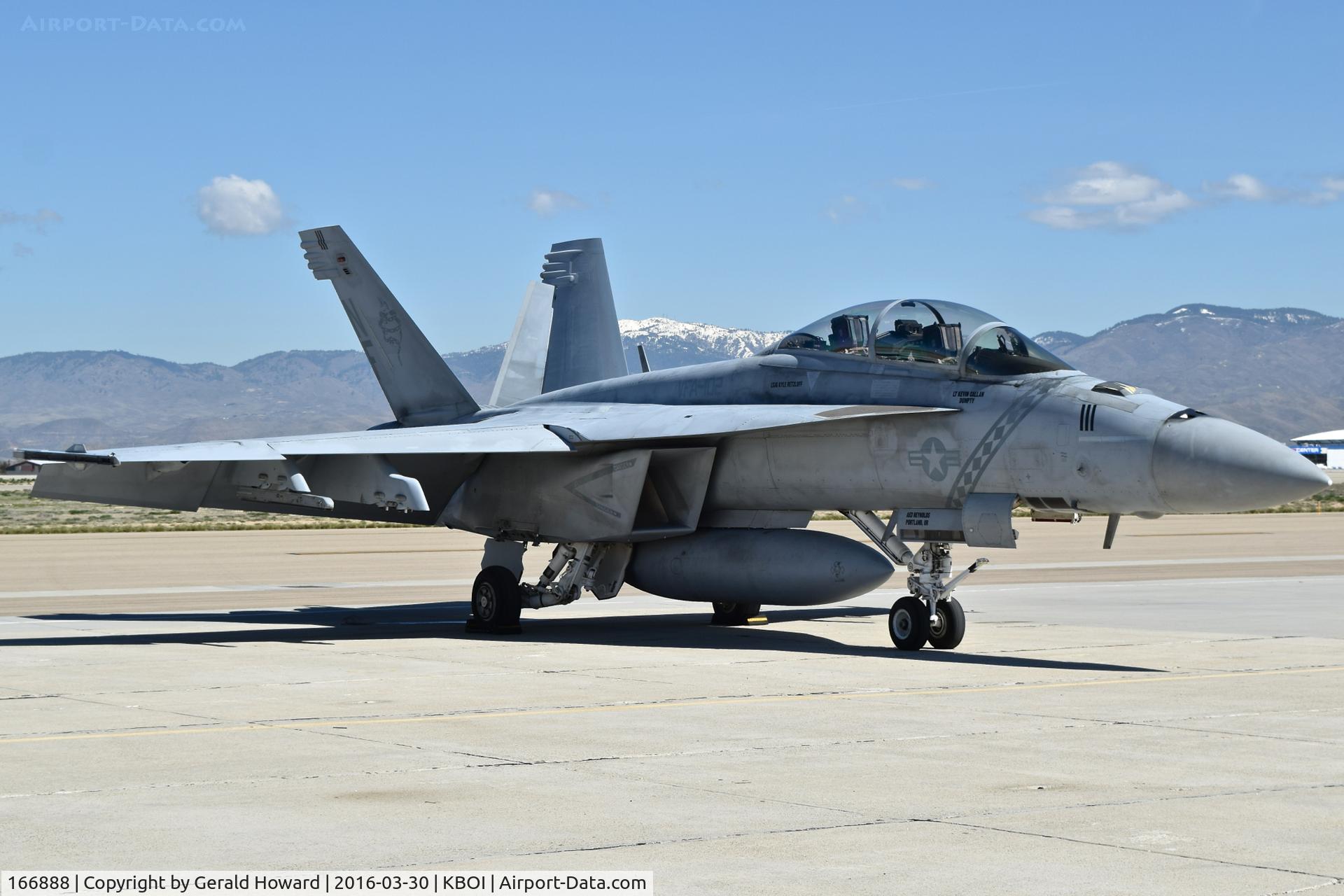 166888, Boeing F/A-18F Super Hornet C/N F218, Parked on south GA ramp.  VAF-102 “Diamondbacks”, NAF Atsugi, Japan.
(CVW-5  USS Ronald Reagan)