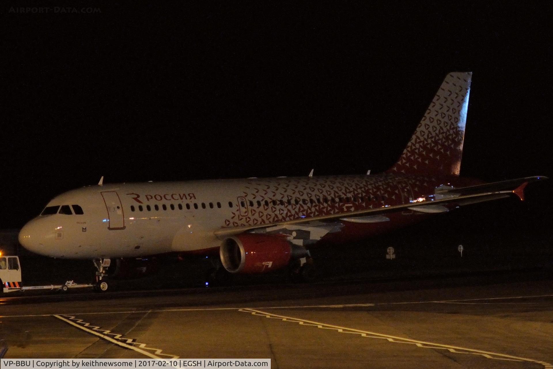VP-BBU, 2001 Airbus A319-112 C/N 1630, Leaving spray shop in bad light.