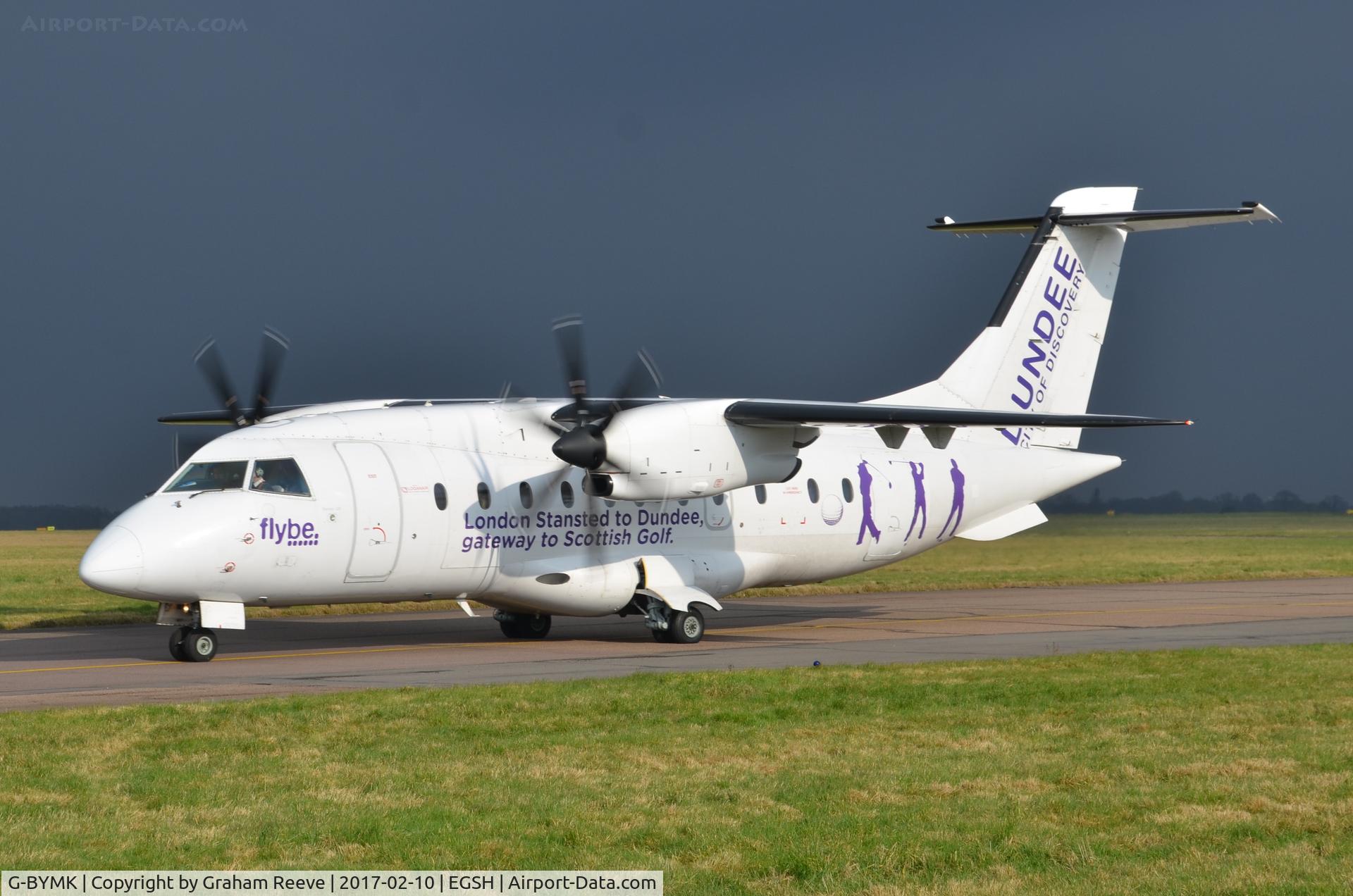 G-BYMK, 1996 Dornier 328-100 C/N 3062, About to depart from Norwich.