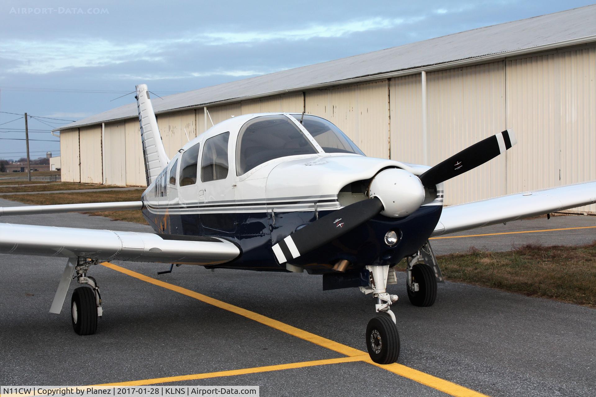 N11CW, 1977 Piper PA-28R-201 Cherokee Arrow III C/N 28R-7737079, Based at KLNS.  I purchased it on 1/27/17.  Will be upgrade with a three blade McCauley propin Feb 2017.
