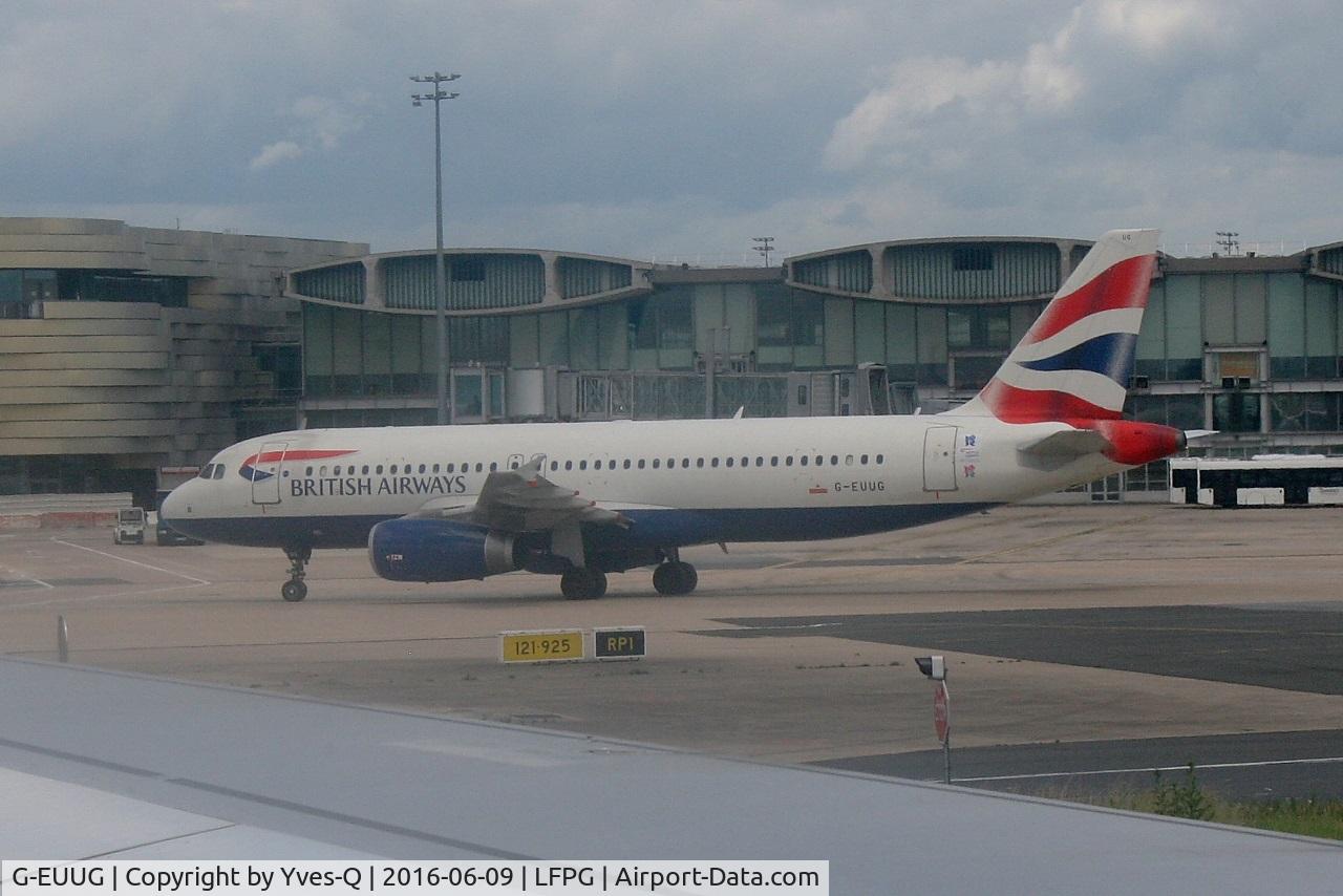 G-EUUG, 2002 Airbus A320-232 C/N 1829, Airbus A320-232, Taxiing to boarding ramp, Roissy Charles De Gaulle airport (LFPG-CDG)