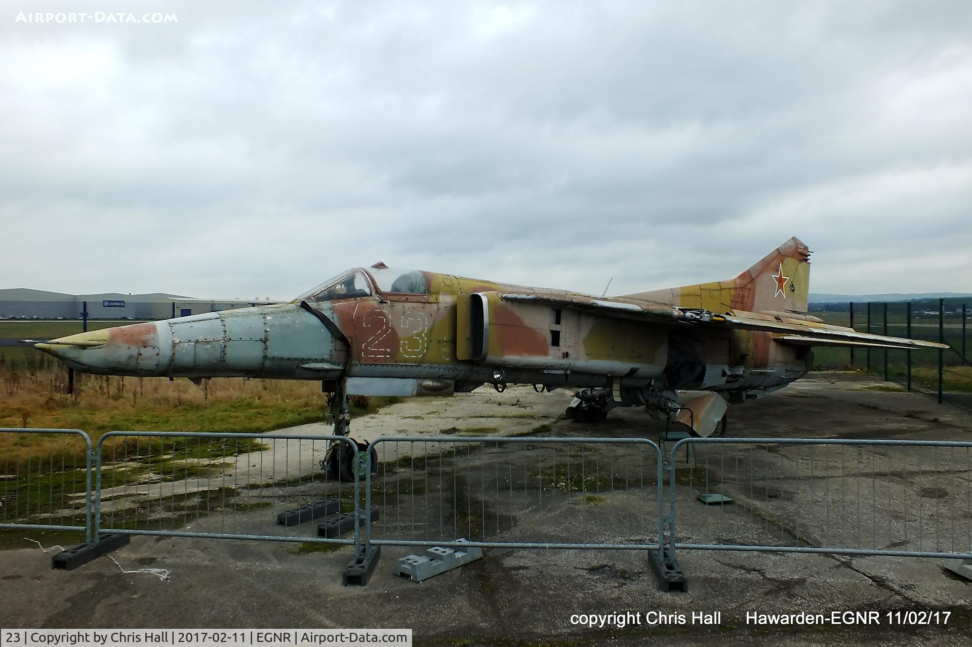23, Mikoyan-Gurevich MiG-27 C/N 831712515040, at Hawarden