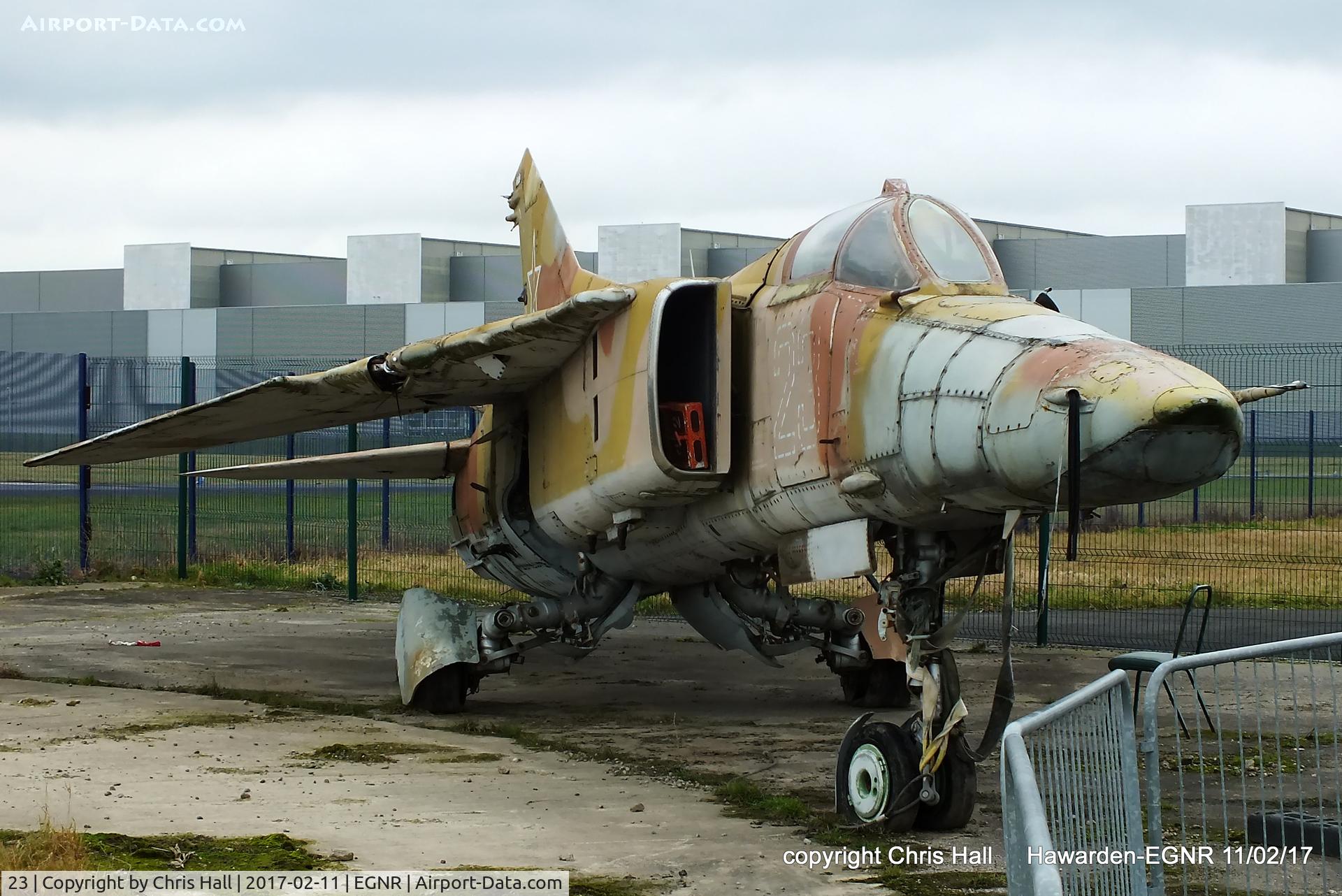 23, Mikoyan-Gurevich MiG-27 C/N 831712515040, at Hawarden