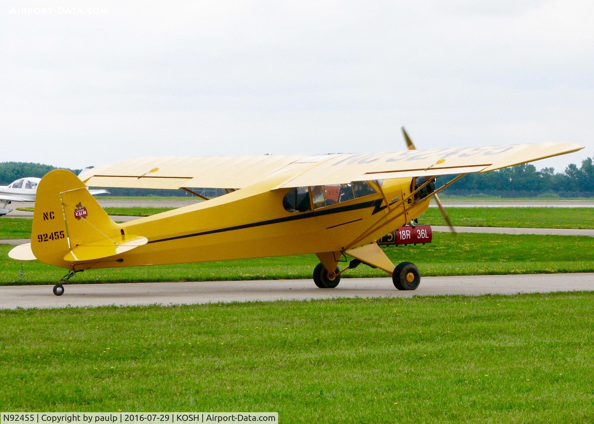 N92455, 1946 Piper J3C-65 Cub C/N 16925, At Oshkosh.