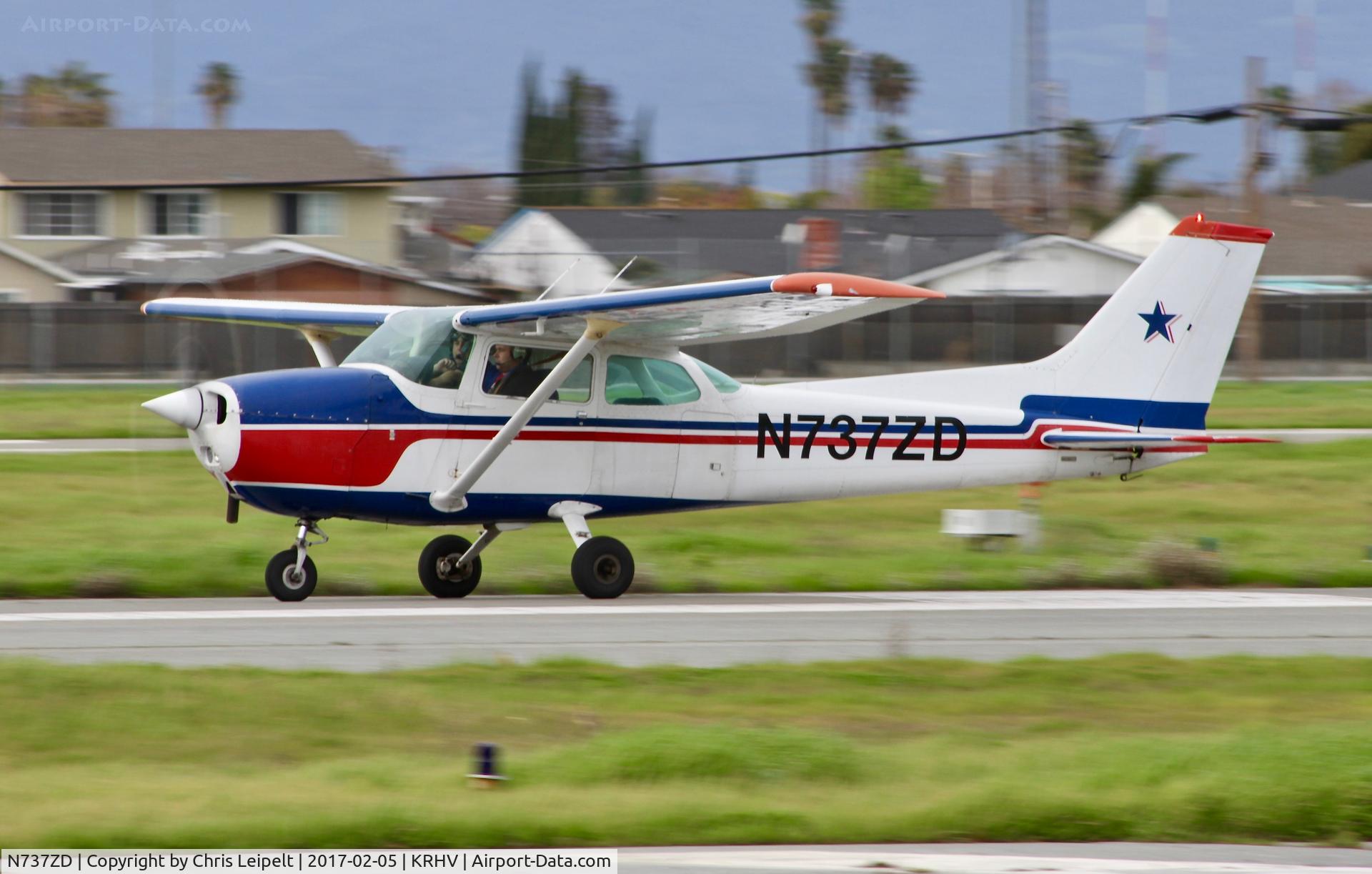 N737ZD, 1977 Cessna 172N C/N 17269794, Locally-based 1977 Cessna 172N departing at Reid Hillview Airport, San Jose, CA.