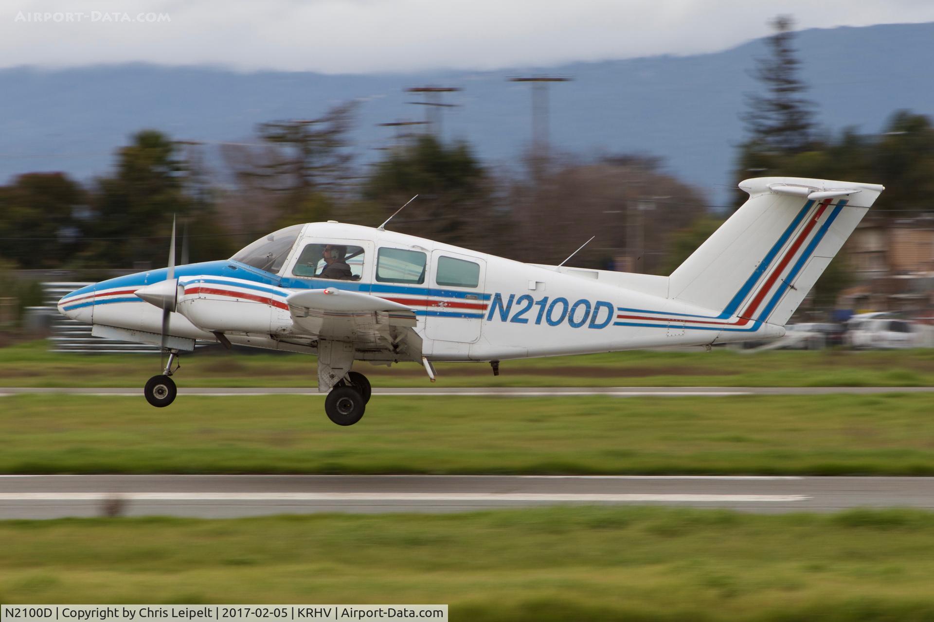 N2100D, 1978 Beech 76 Duchess C/N ME-41, Locally-based 1978 Beechcraft Duchess landing on runway 13L at Reid Hillview Airport, San Jose, CA.