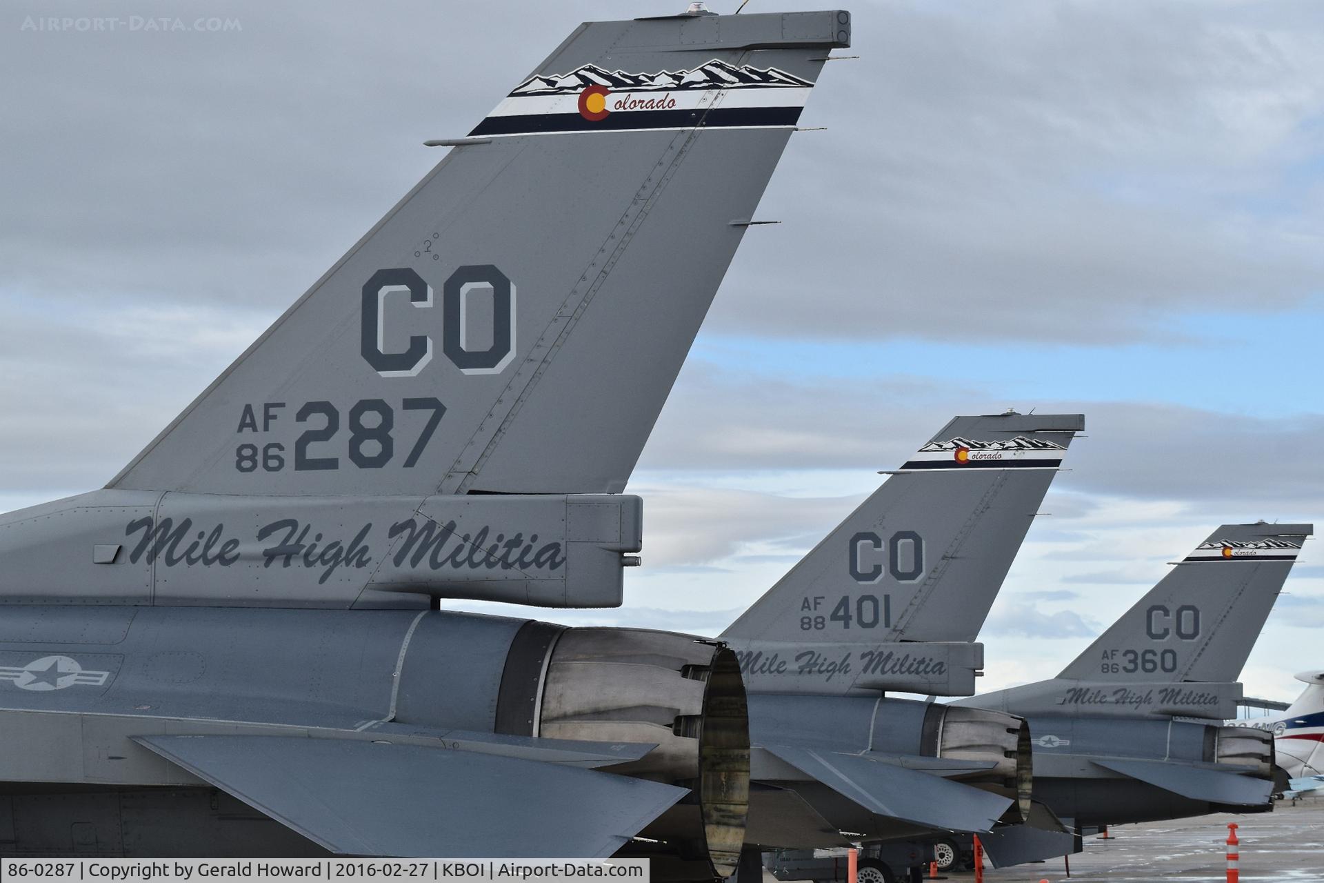 86-0287, 1986 General Dynamics F-16C Fighting Falcon C/N 5C-393, 120th Fighter Sq.,“Mile High Militia”, 140th Wing,Colorado Air National Guard.