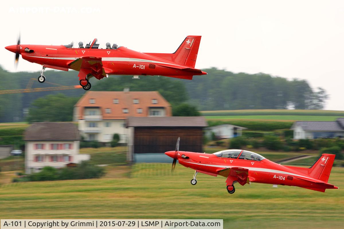 A-101, 2007 Pilatus PC-21 C/N 103, Who's whatching who - Pilot School Main Base due summerbreak/shut down of Emmen Air Base in July. 2nd PC-21 is A-104