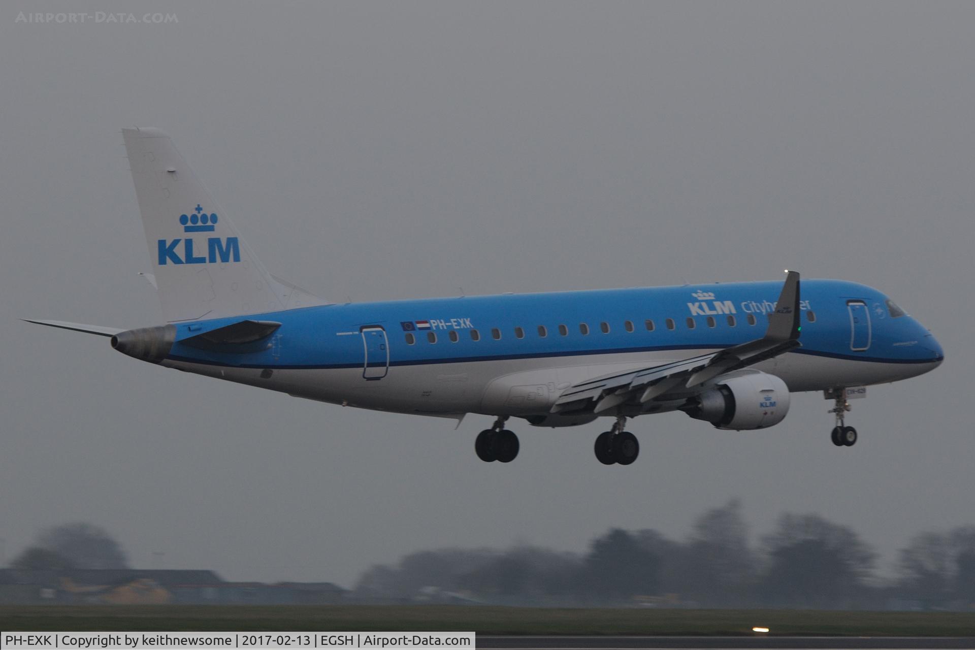 PH-EXK, 2017 Embraer 175STD (ERJ-170-200) C/N 17000629, First visit to Norwich.