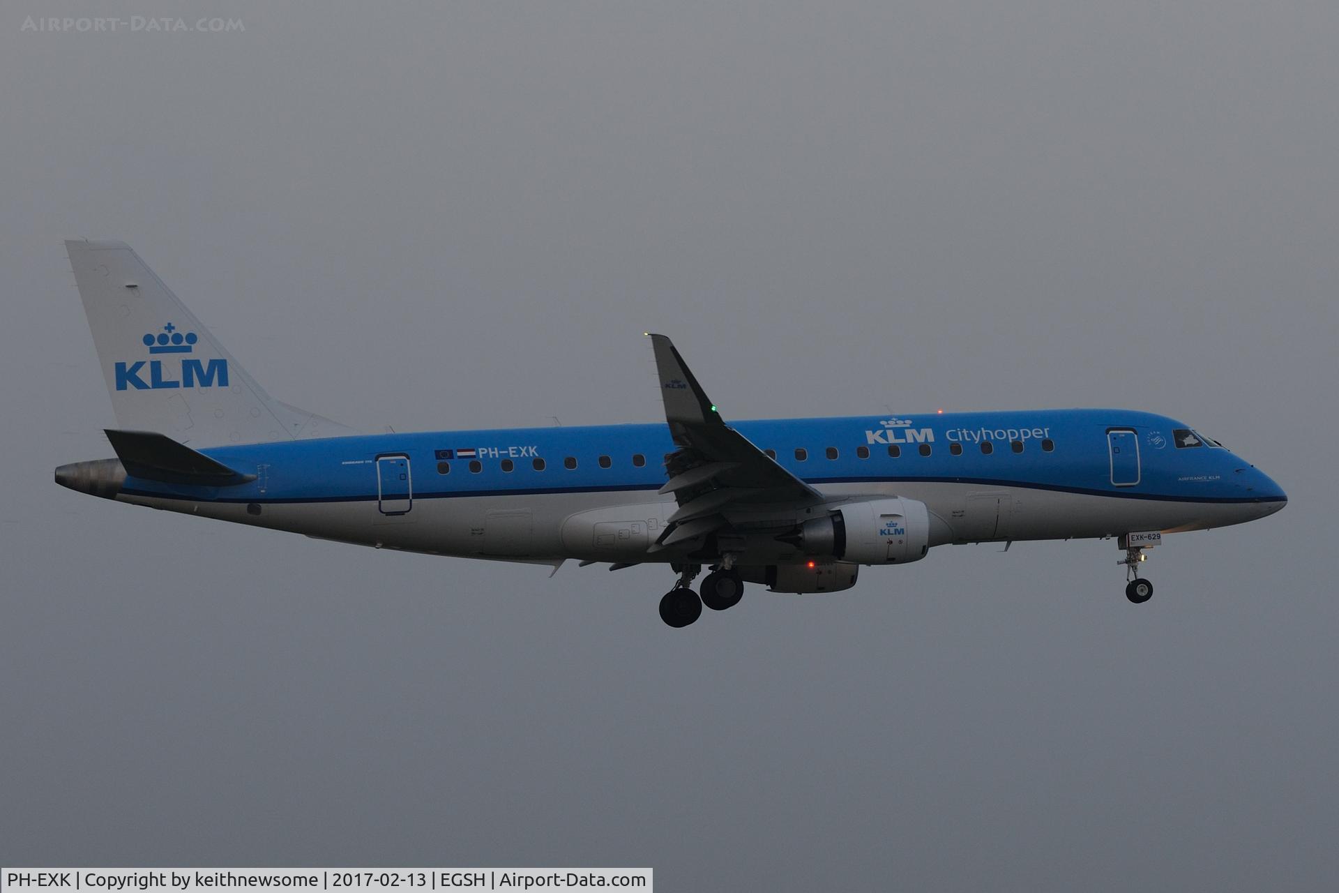 PH-EXK, 2017 Embraer 175STD (ERJ-170-200) C/N 17000629, First visit to Norwich.