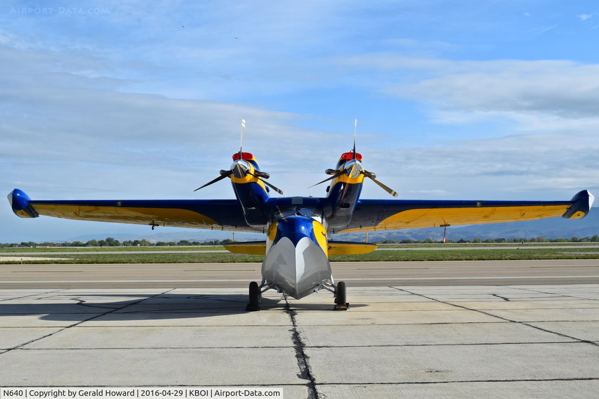 N640, 1945 Grumman G-21A C/N B-123, parked on GA ramp.
