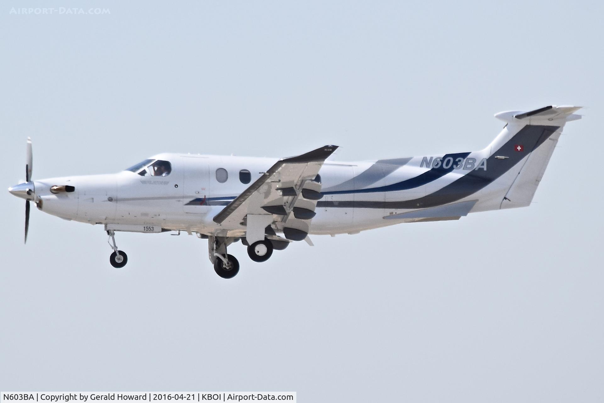 N603BA, 2015 Pilatus PC-12/47E C/N 1553, Landing RWY 10L.