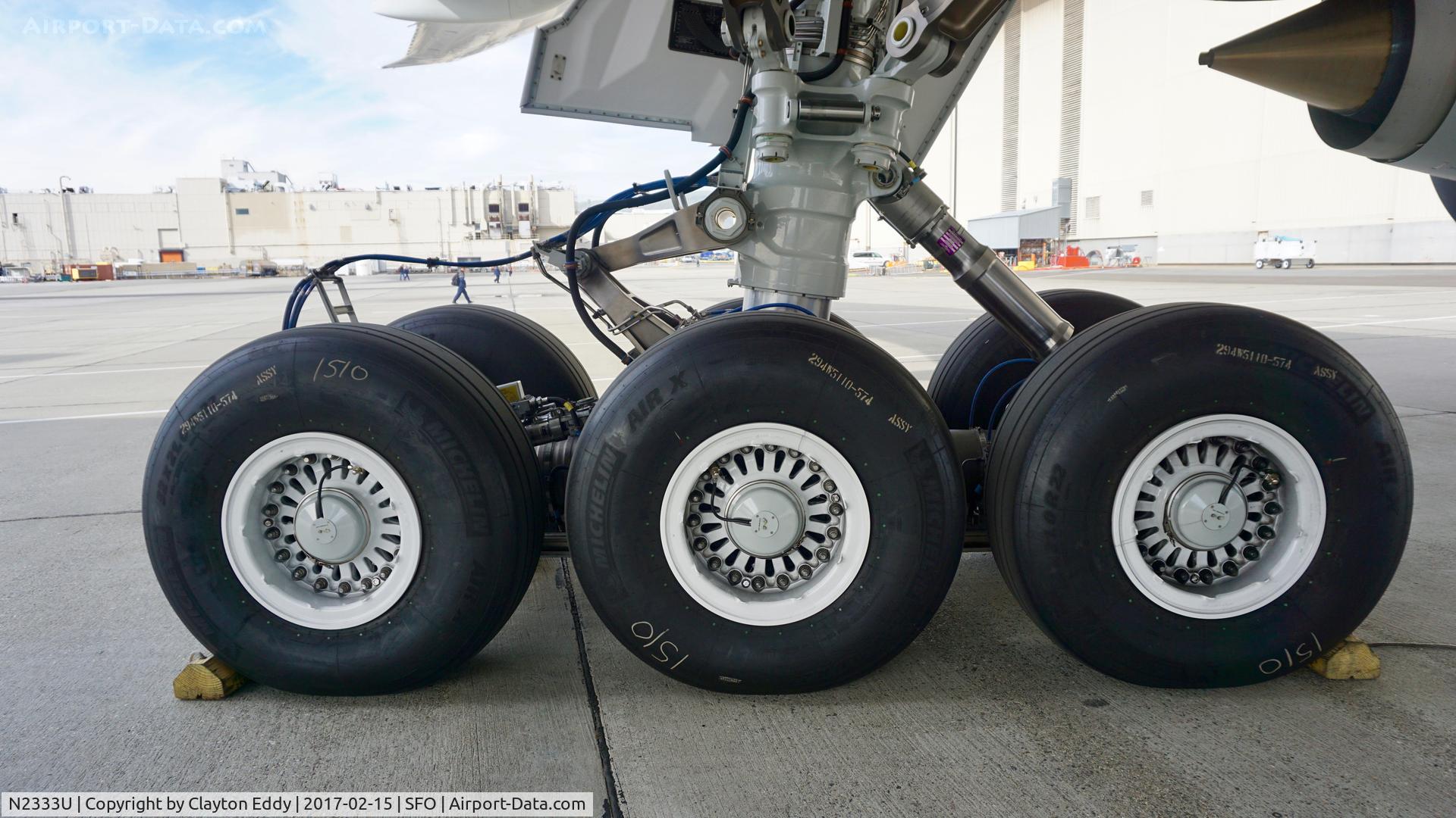 N2333U, 2016 Boeing 777-300/ER C/N 62644, United's 3rd 777-300er. GE powered. Not yet in service as of 2-15-17. SFO.