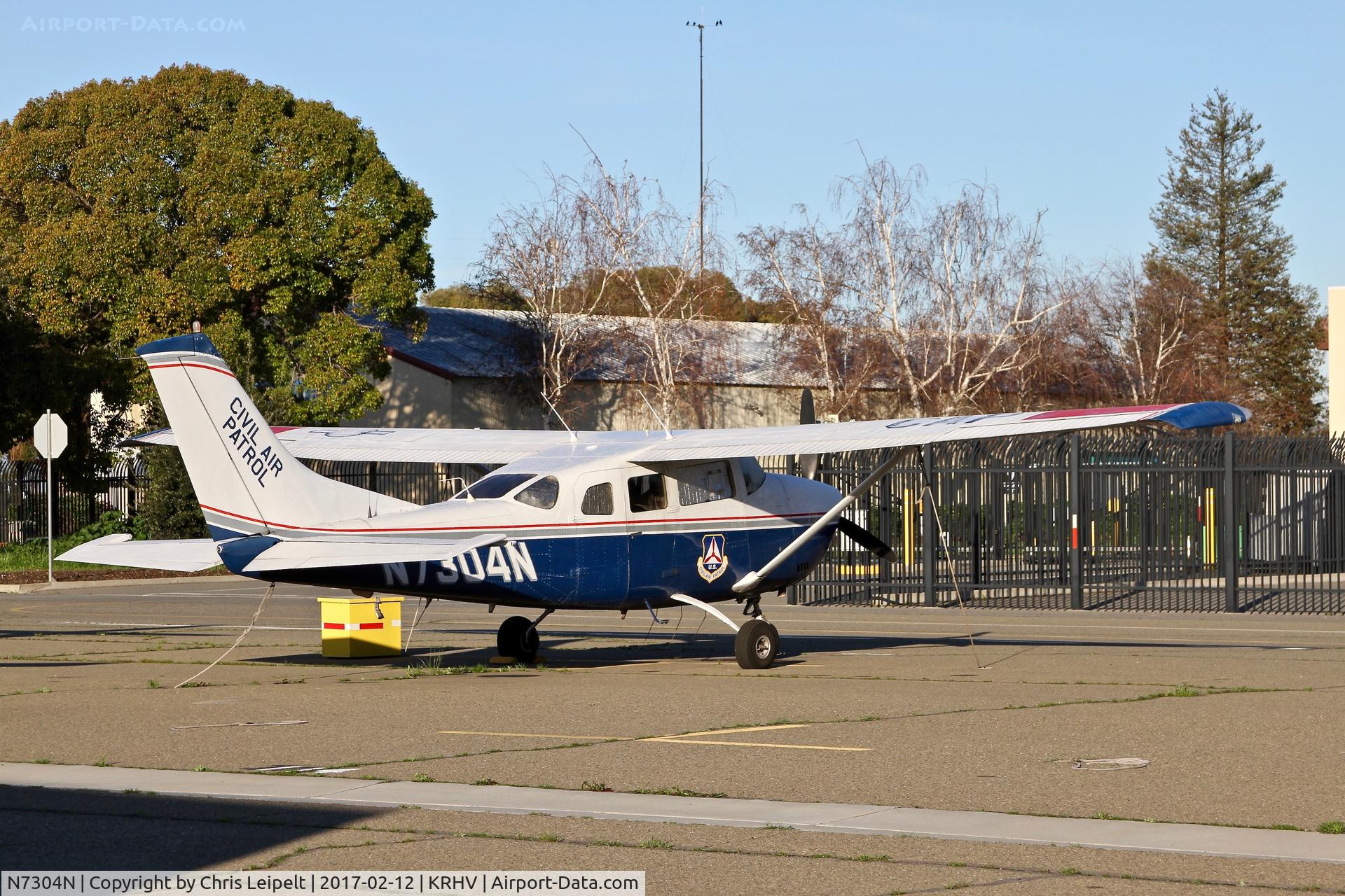N7304N, 1976 Cessna U206G Stationair C/N U20603607, Civil Air Patrol's 1976 Cessna U206G parked at its tie down at Reid Hillview Airport, San Jose, CA.