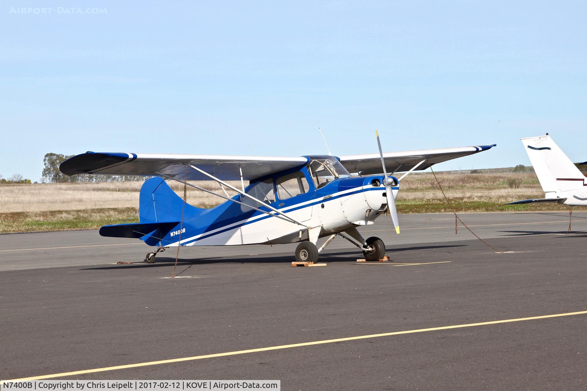N7400B, 1956 Champion 7EC C/N 7EC-430, Locally-based 1956 Champion 7EC parked on the ramp at Oroville Municipal Airport.