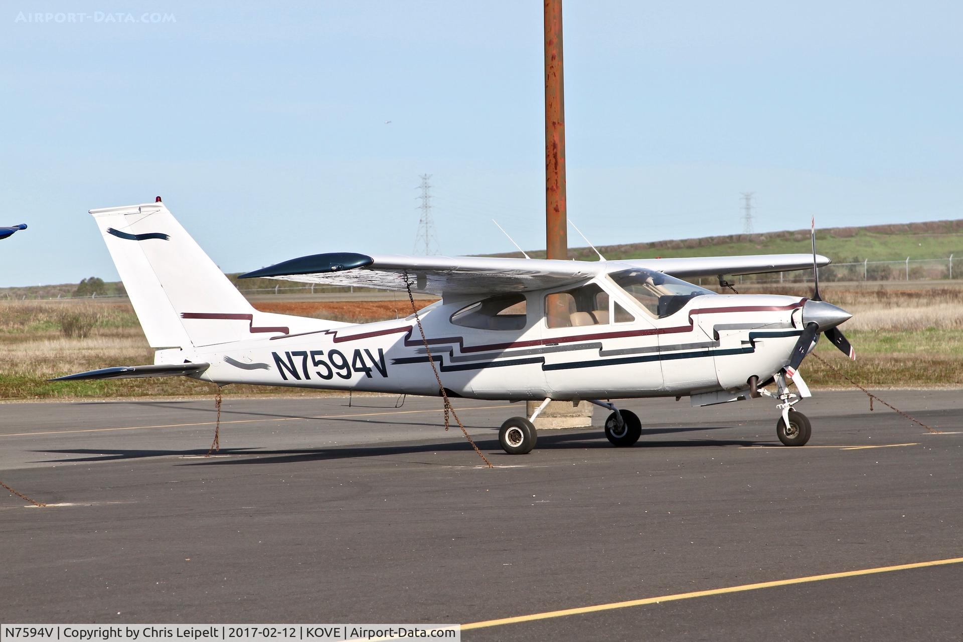 N7594V, 1976 Cessna 177RG Cardinal C/N 177RG0885, Locally-based 1976 Cessna 177RG parked on the ramp at Oroville Municipal Airport.