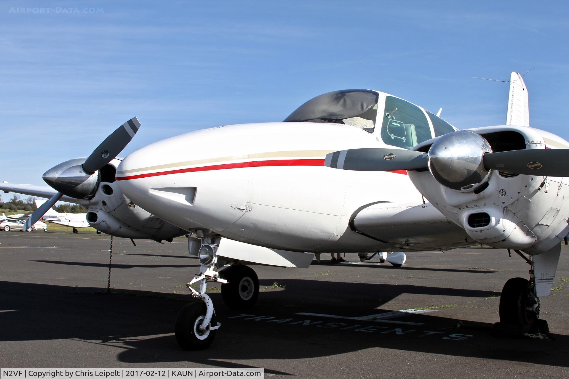 N2VF, 1961 Beech B95A Travel Air C/N TD-472, California based 1961 Beech B95A parked on the ramp at Auburn Municipal Airport.