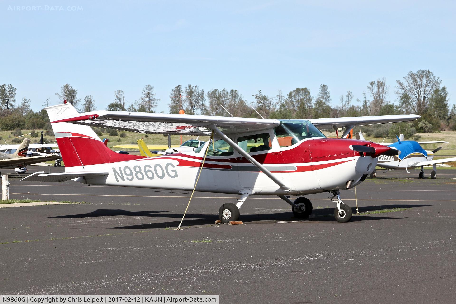 N9860G, 1971 Cessna 172L C/N 17259760, Locally-based 1971 Cessna 172L parked on the ramp at Auburn Municipal Airport.
