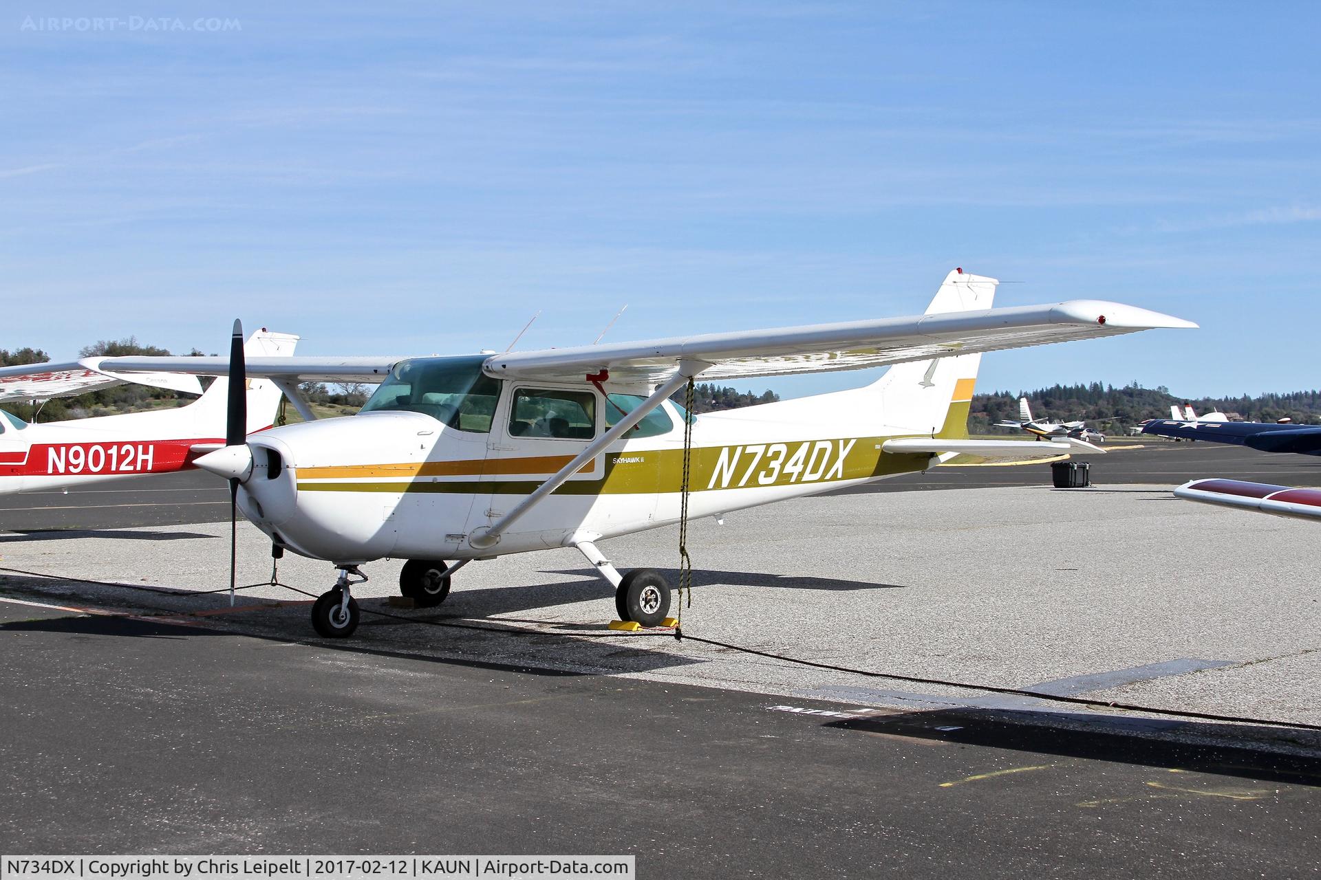 N734DX, 1977 Cessna 172N C/N 17268784, Locally-based 1977 Cessna 172N parked on the ramp at Auburn Municipal Airport.
