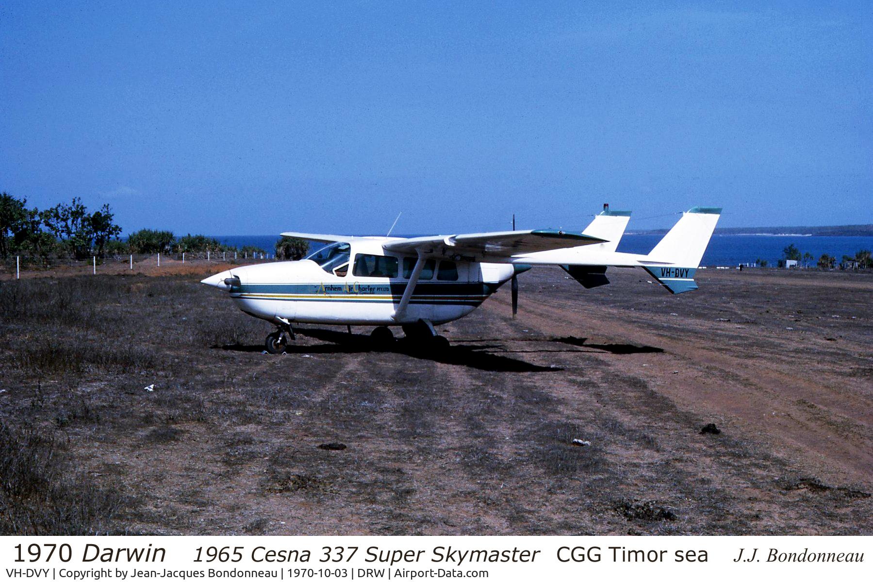 VH-DVY, 1965 Cessna 337 Super Skymaster C/N 337-0129, During Timor sea geophysical Survey by Compagnie Générale de Géophysique (CGG) 1970