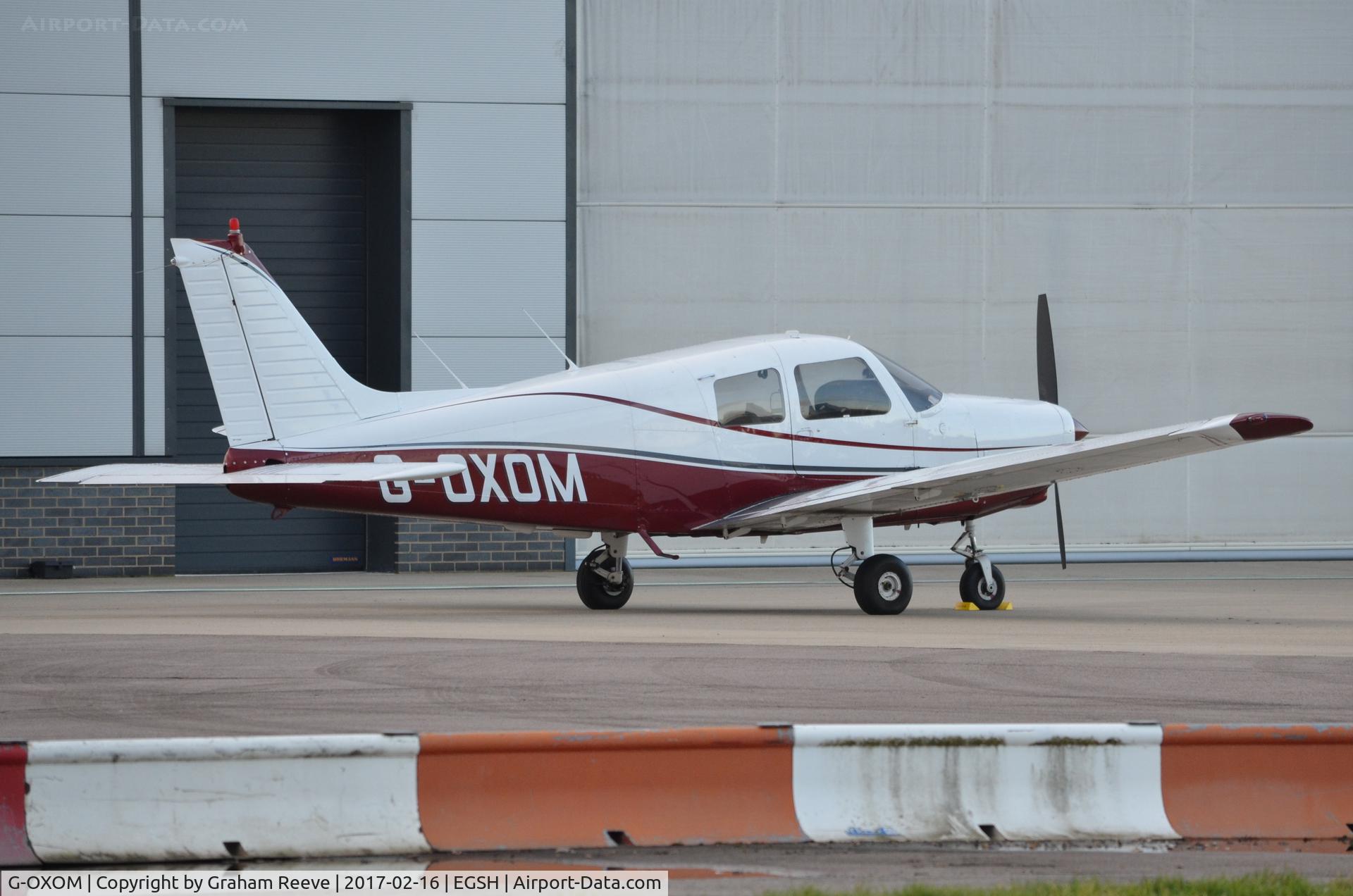G-OXOM, 1989 Piper PA-28-161 Cadet C/N 28-41285, Parked at Norwich.