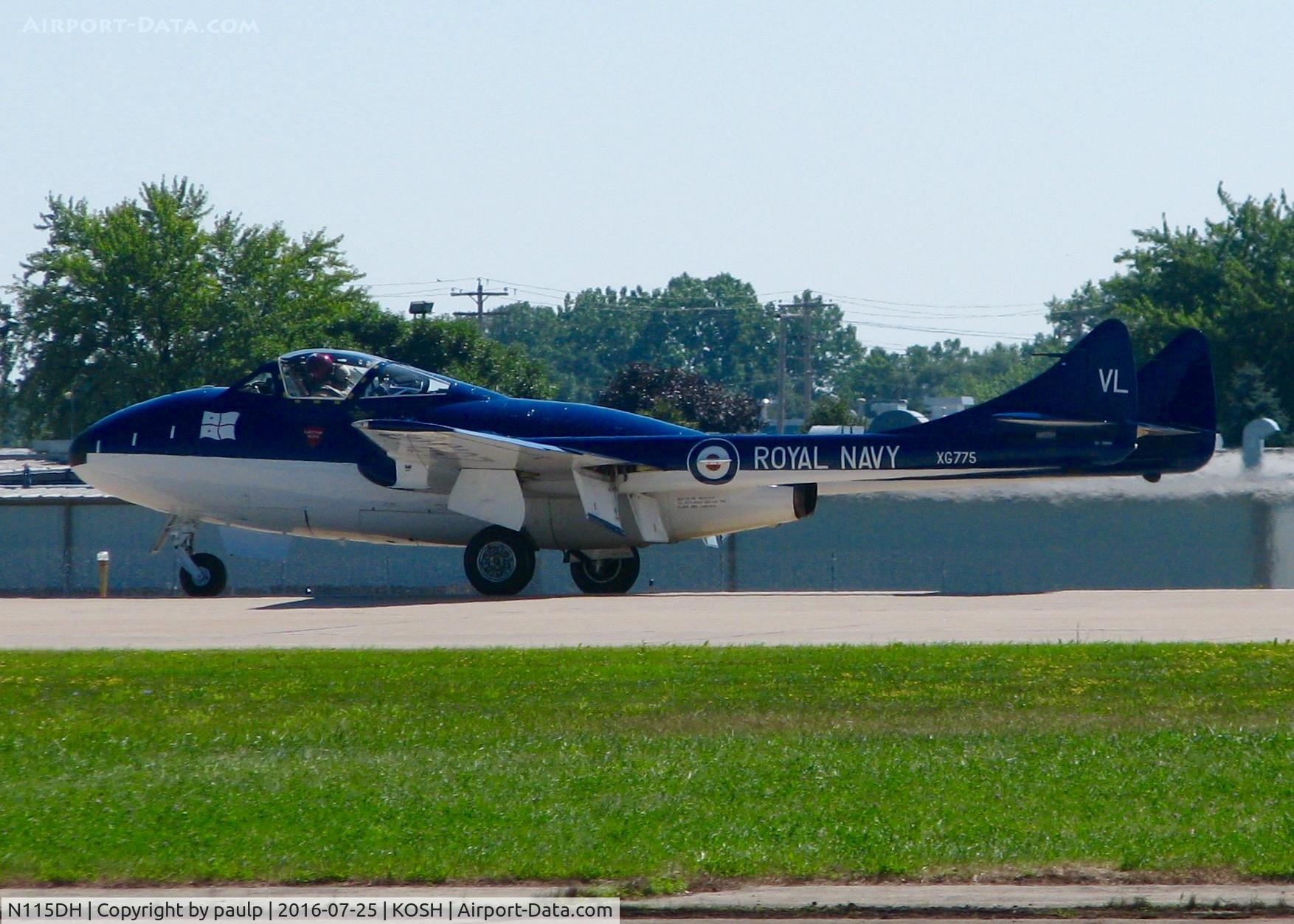 N115DH, 1956 De Havilland (F+W Emmen) Vampire T.55 (DH-115) C/N 866, At Oshkosh.