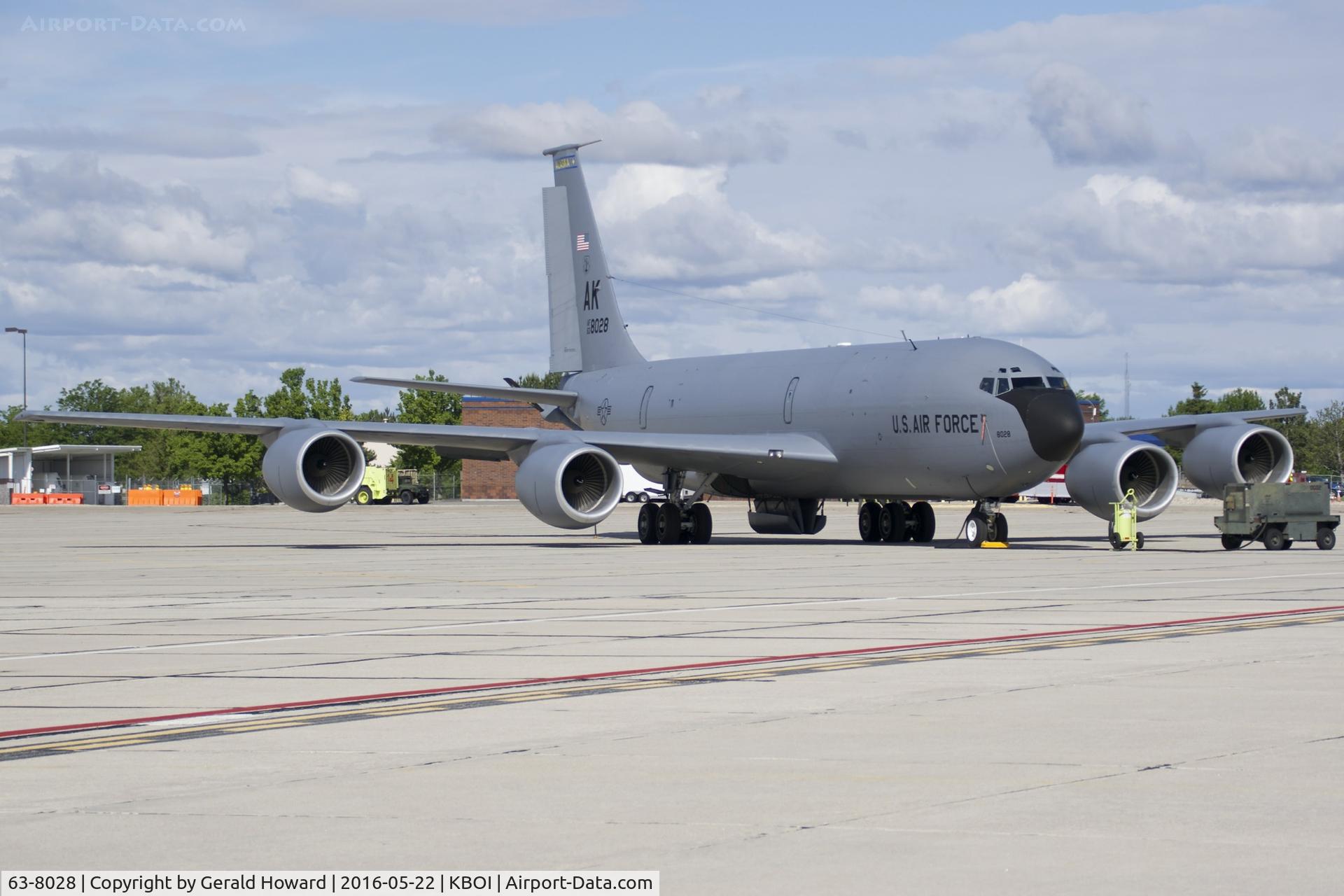 63-8028, 1964 Boeing KC-135R Stratotanker C/N 18645, 186th ARW, Alaska ANG.  Parked on Idaho ANG ramp.