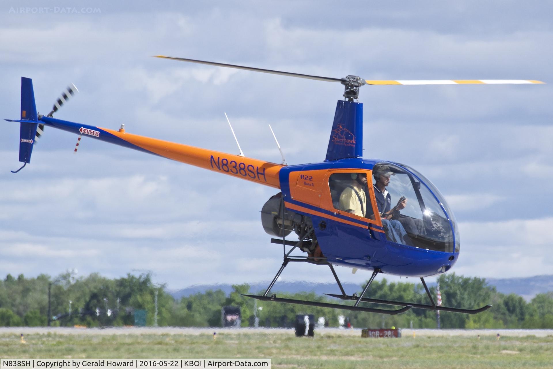 N838SH, 2005 Robinson R22 Beta C/N 3811, Departing Helicopter Landing Pad.