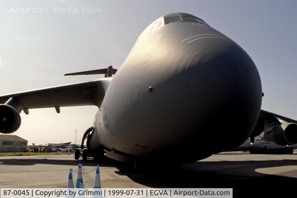 87-0045, 2005 Lockheed C-5M Super Galaxy C/N 500-0131, Big Nose from 436AW at RIAT 1999, still with TF39-GE-1C engines and became the 10th Galaxy receiving C-5M conversion