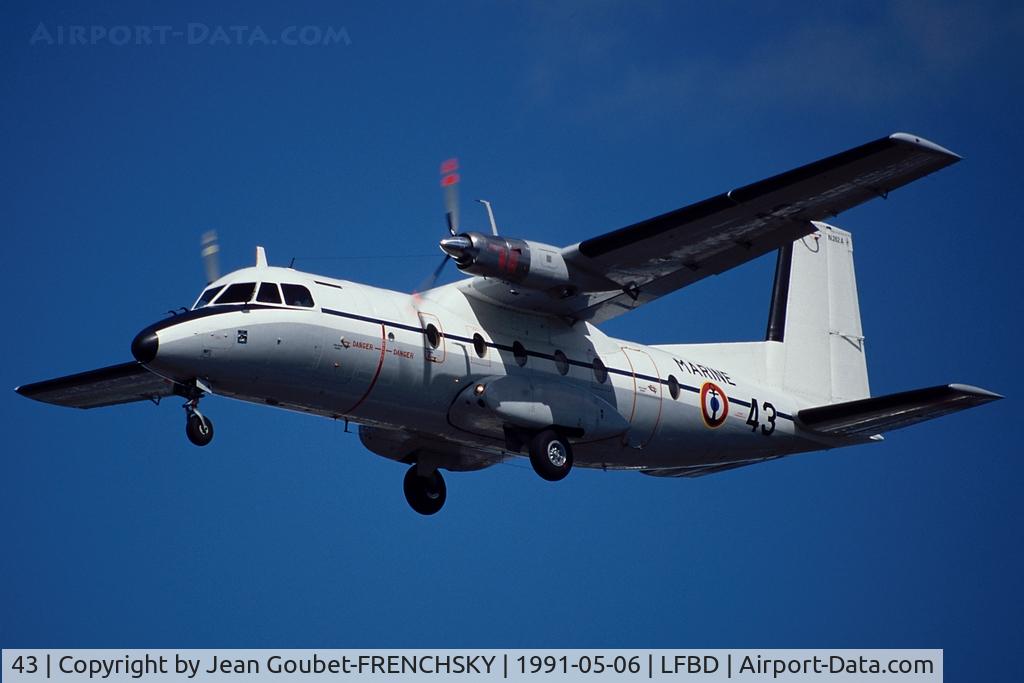 43, 1968 Aerospatiale N-262A Fregate C/N 43, FRANCE MARINE NATIONALE landing runway 23 from Lorient