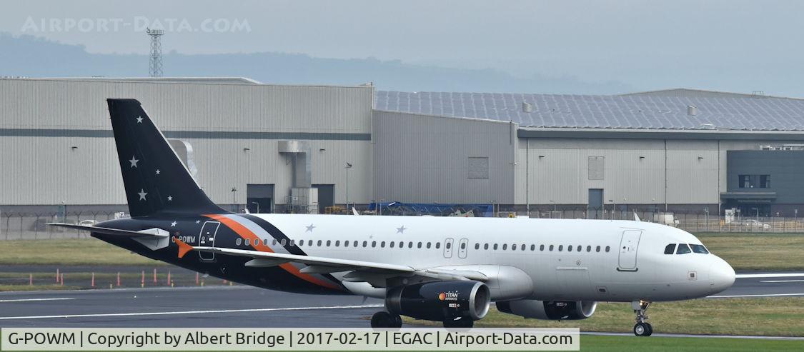 G-POWM, 2005 Airbus A320-232 C/N 2564, Titan Airways (G-POWM) arriving Belfast City with a British Airways flight from Heathrow.
