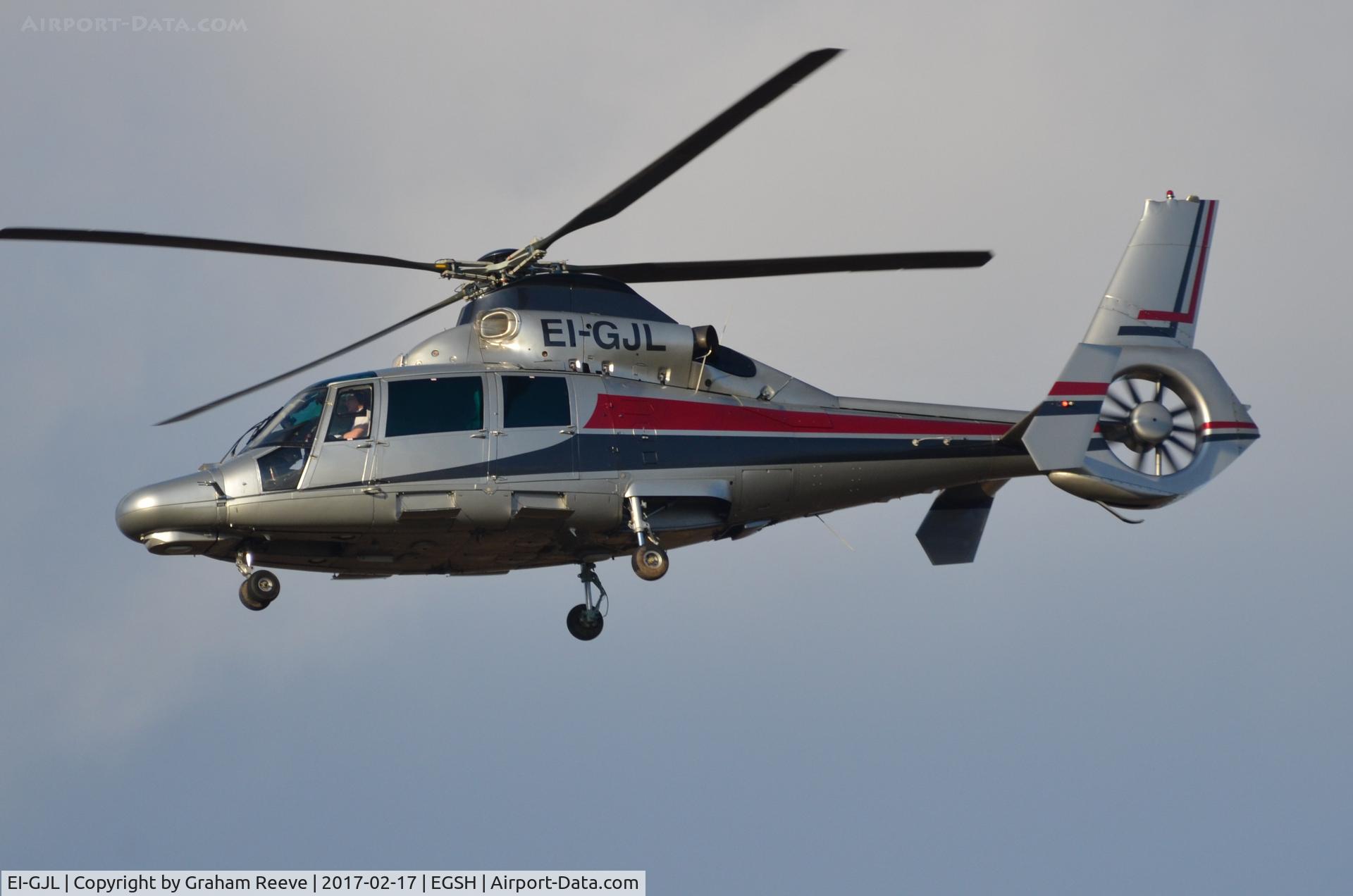 EI-GJL, 2007 Eurocopter AS-365N-3 Dauphin 2 C/N 6785, Landing at Norwich.