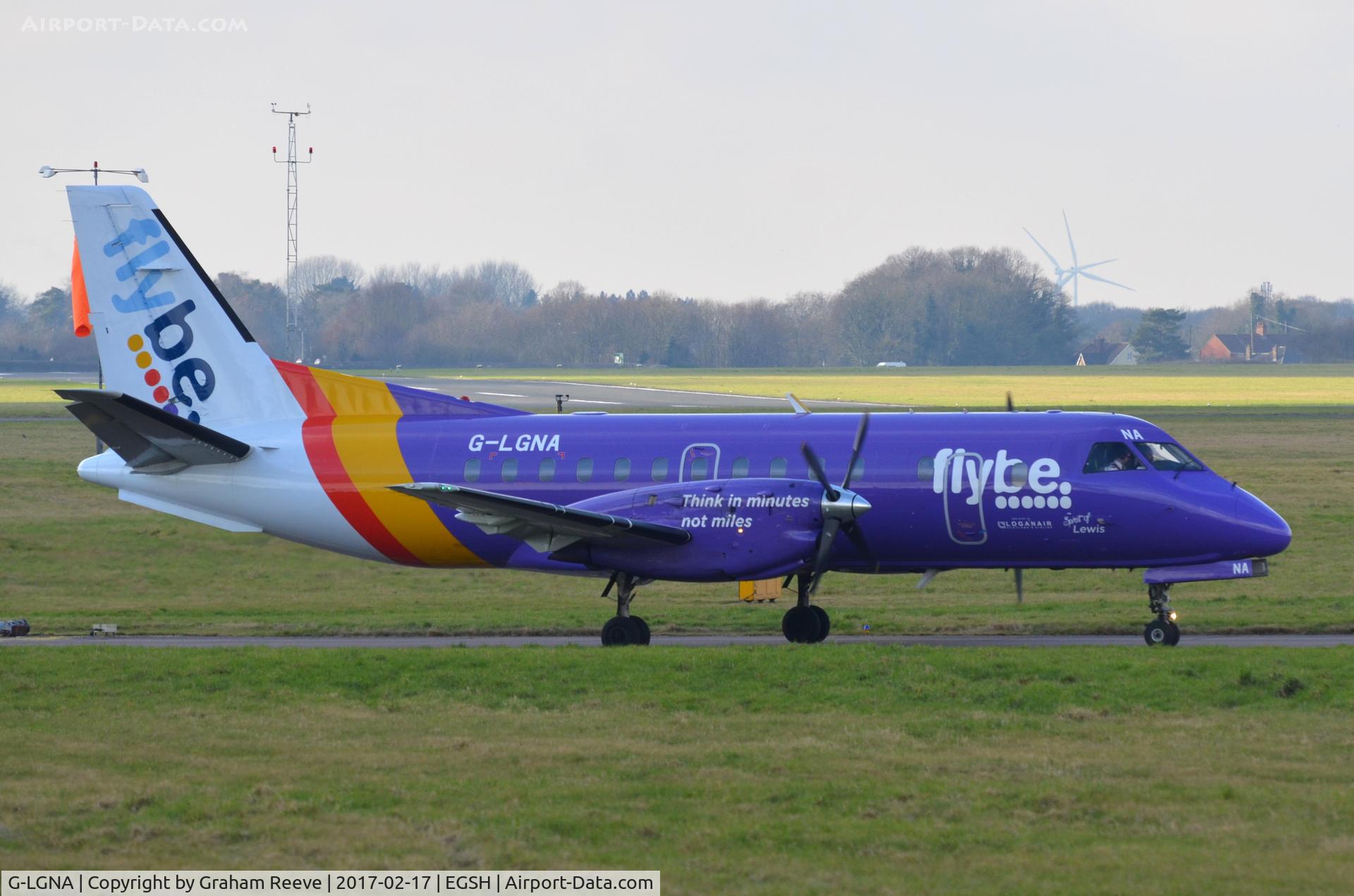 G-LGNA, 1990 Saab 340B C/N 340B-199, Departing from Norwich.