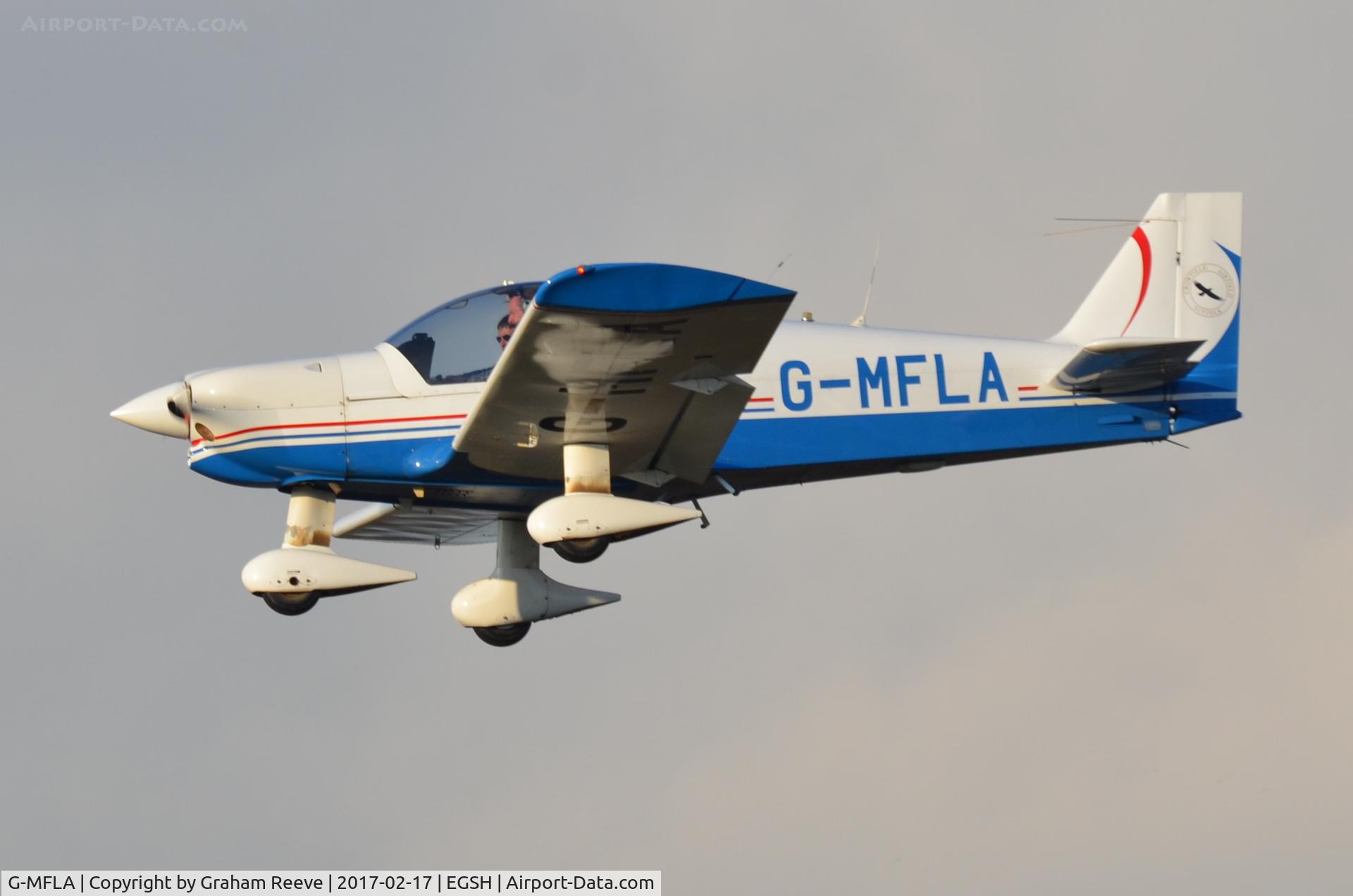 G-MFLA, 1994 Robin HR-200-120B C/N 282, Landing at Norwich.