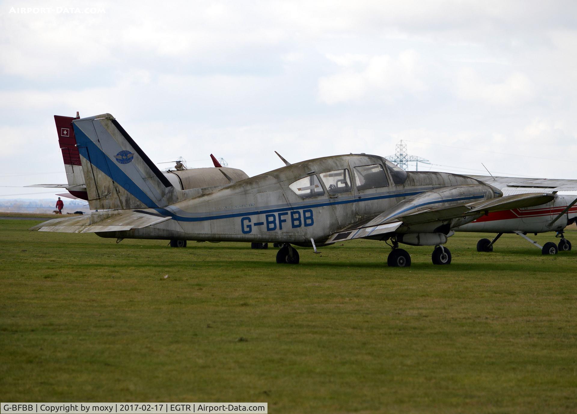 G-BFBB, 1973 Piper PA-E23-250 Aztec C/N 27-7405294, Rather forlorn Piper PA-E23-250 Aztec at Elstree. Ex SE-GBI