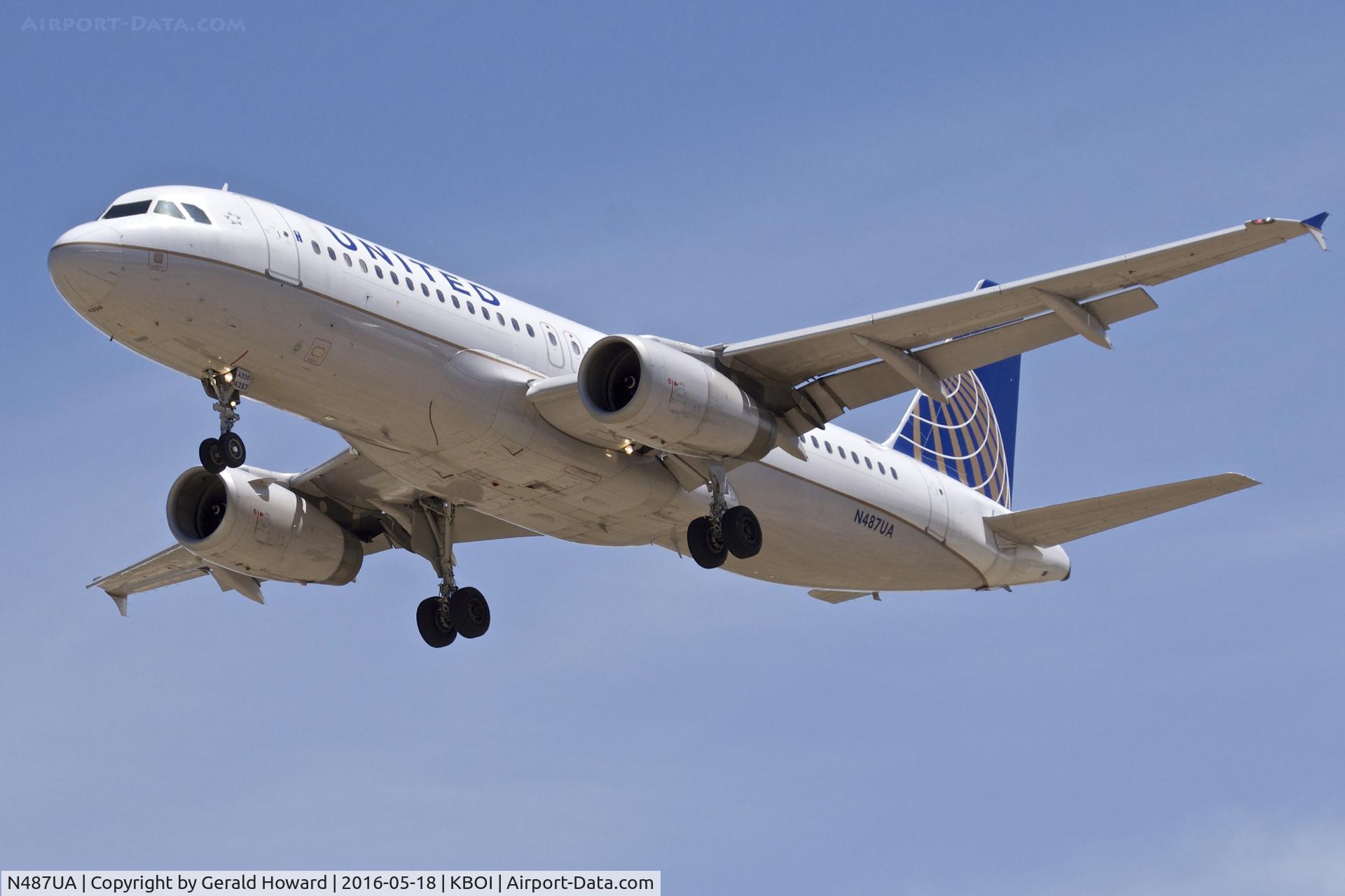 N487UA, 2002 Airbus A320-232 C/N 1669, On final for RWY 28R.