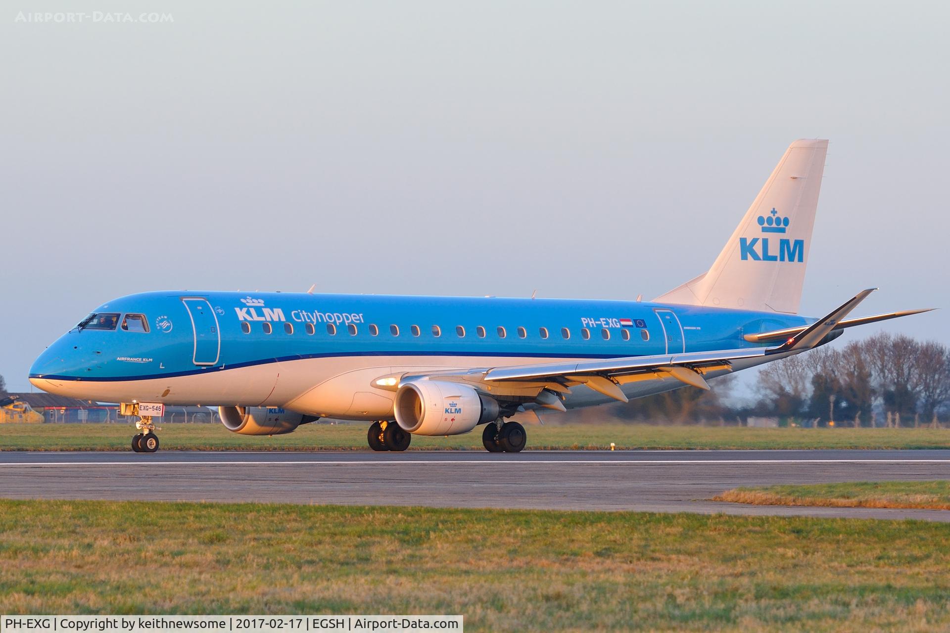 PH-EXG, 2016 Embraer 175STD (ERJ-170-200) C/N 17000546, Arriving at sunset.