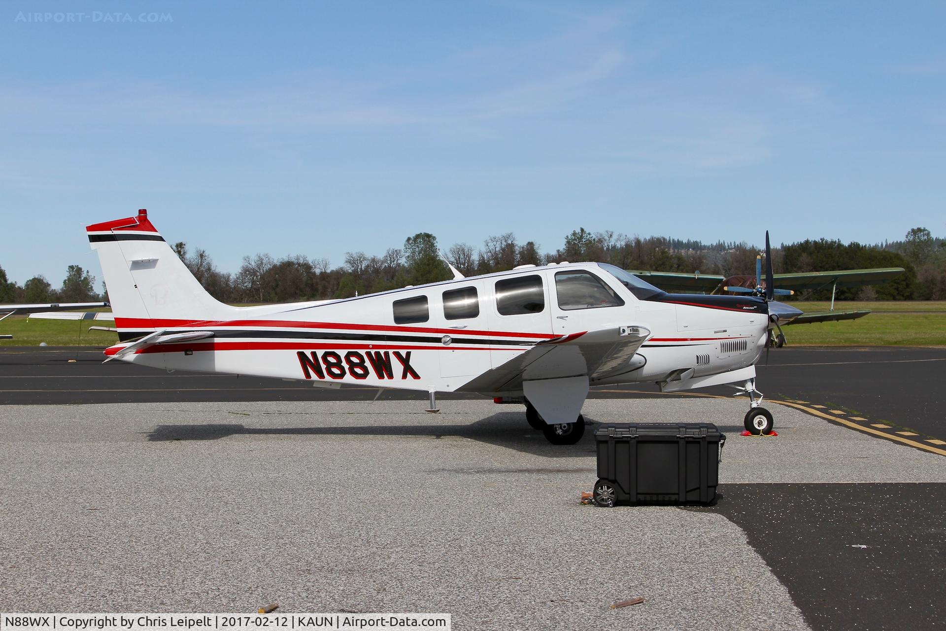 N88WX, Raytheon Aircraft Company G36 C/N E-3687, Very nice Beechcraft G36 Bonanza parked on the ramp at Auburn Municipal Airport. This is one of the sleekest BE36's I've ever seen.