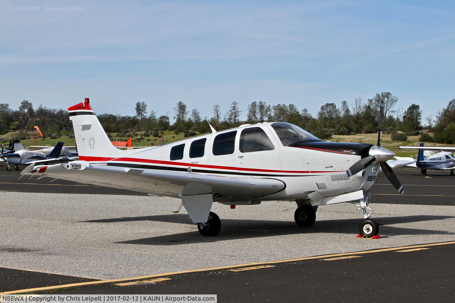 N88WX, Raytheon Aircraft Company G36 C/N E-3687, Very nice Beechcraft G36 Bonanza parked on the ramp at Auburn Municipal Airport. This is one of the sleekest BE36's I've ever seen.