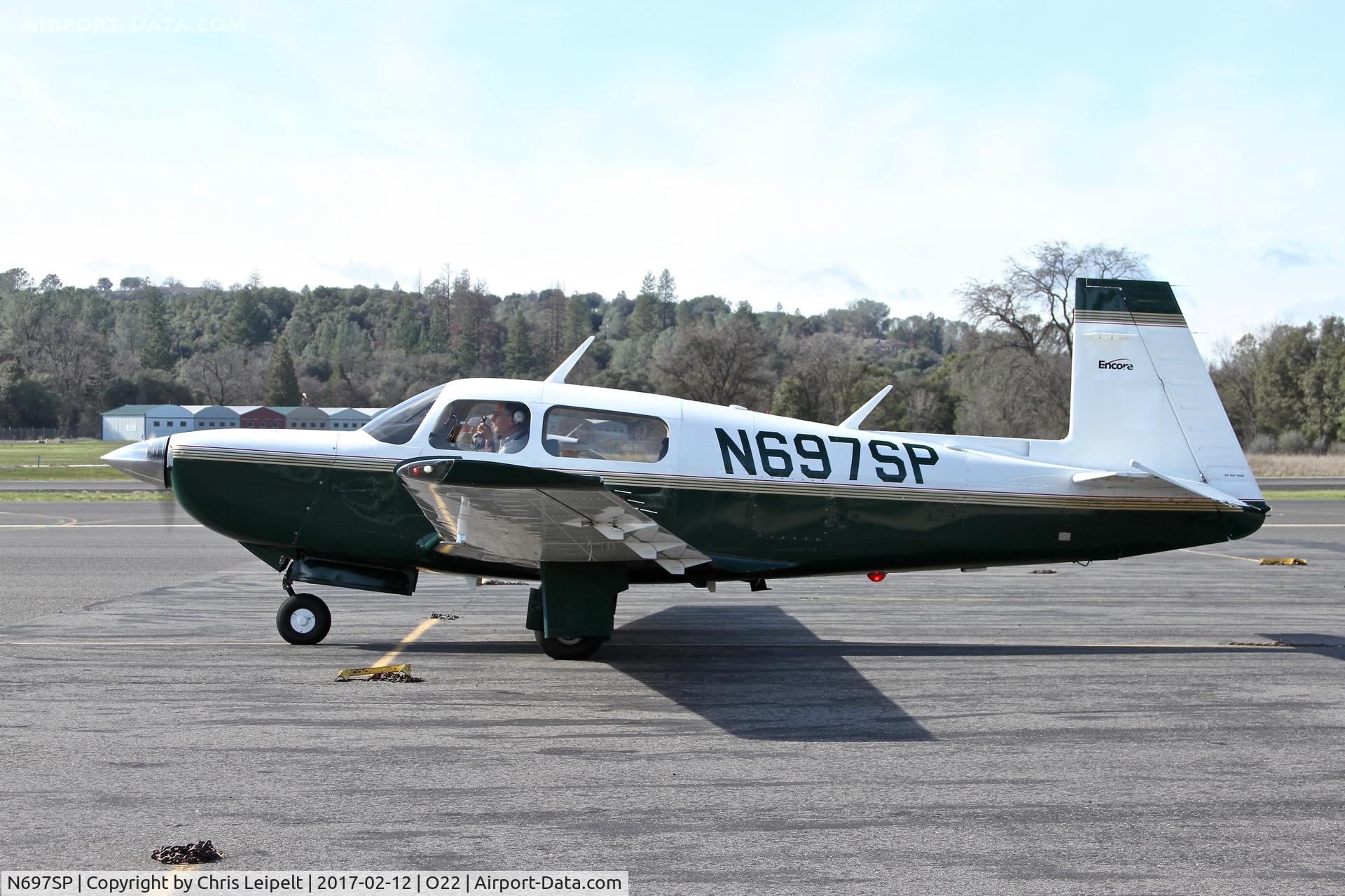 N697SP, 1997 Mooney M20K C/N 25-2002, Oakland-based 1997 Mooney M20K preparing to taxi out for departure at Columbia Airport, California.