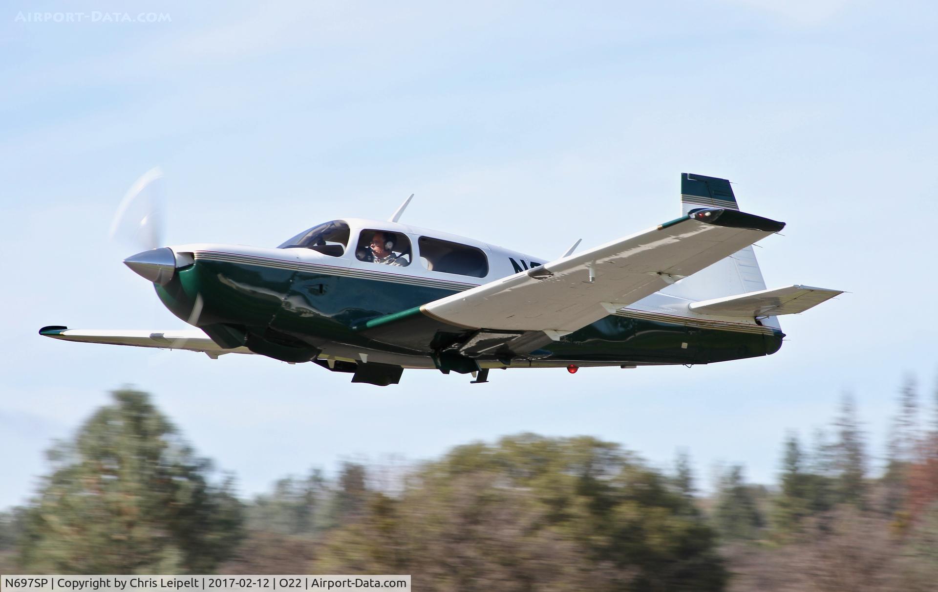 N697SP, 1997 Mooney M20K C/N 25-2002, Oakland based 1997 Mooney M20K departing at Columbia Airport, California.